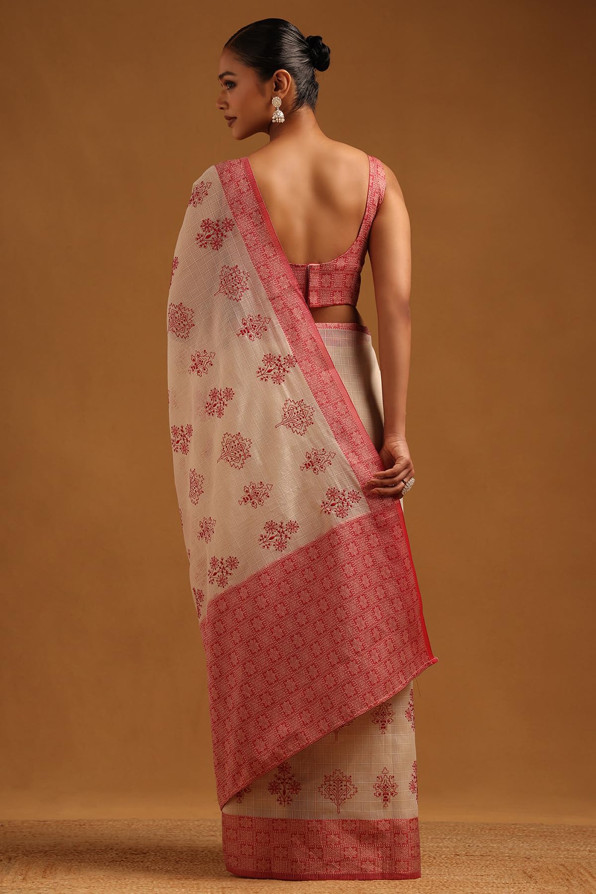 Soch Womens Cream Kota Floral Saree