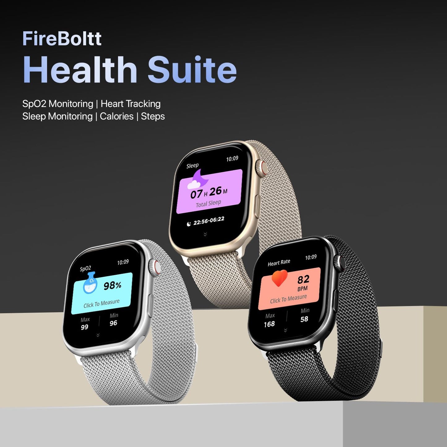 Fire-Boltt Brillia Pro Smart Watch with 51.3mm (2.02 inch) AMOLED Display, Bluetooth Calling, SpO2, Heart Rate Monitoring, 120+ Sports Modes, IP67 Waterproof, Long Battery Life (Black Mesh)