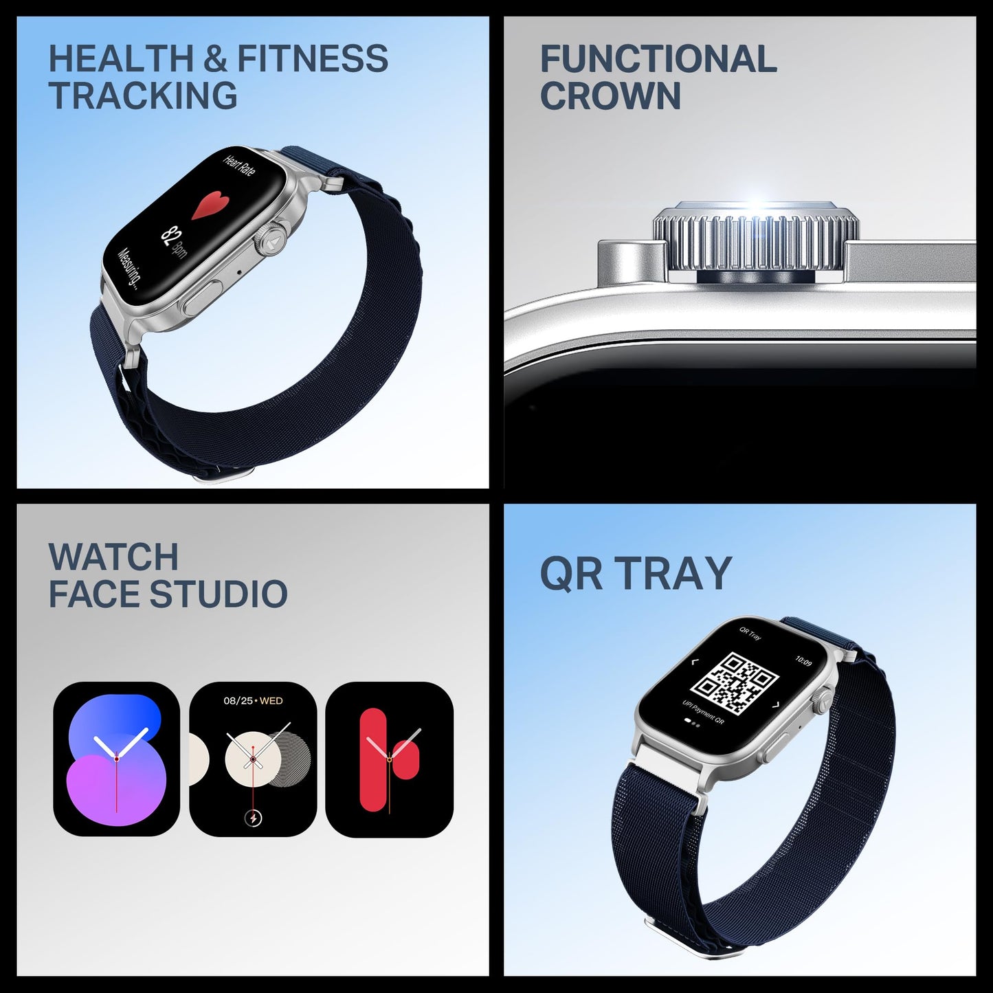 boAt New Launch Storm Infinity Max, 20 Days Maximum Battery, Biggest Battery Capacity Ever! 2.01" (5.1cm) Display, Functional Crown, AI Nudges, BT Calling, Smart Watch for Men & Women (Sports Blue)