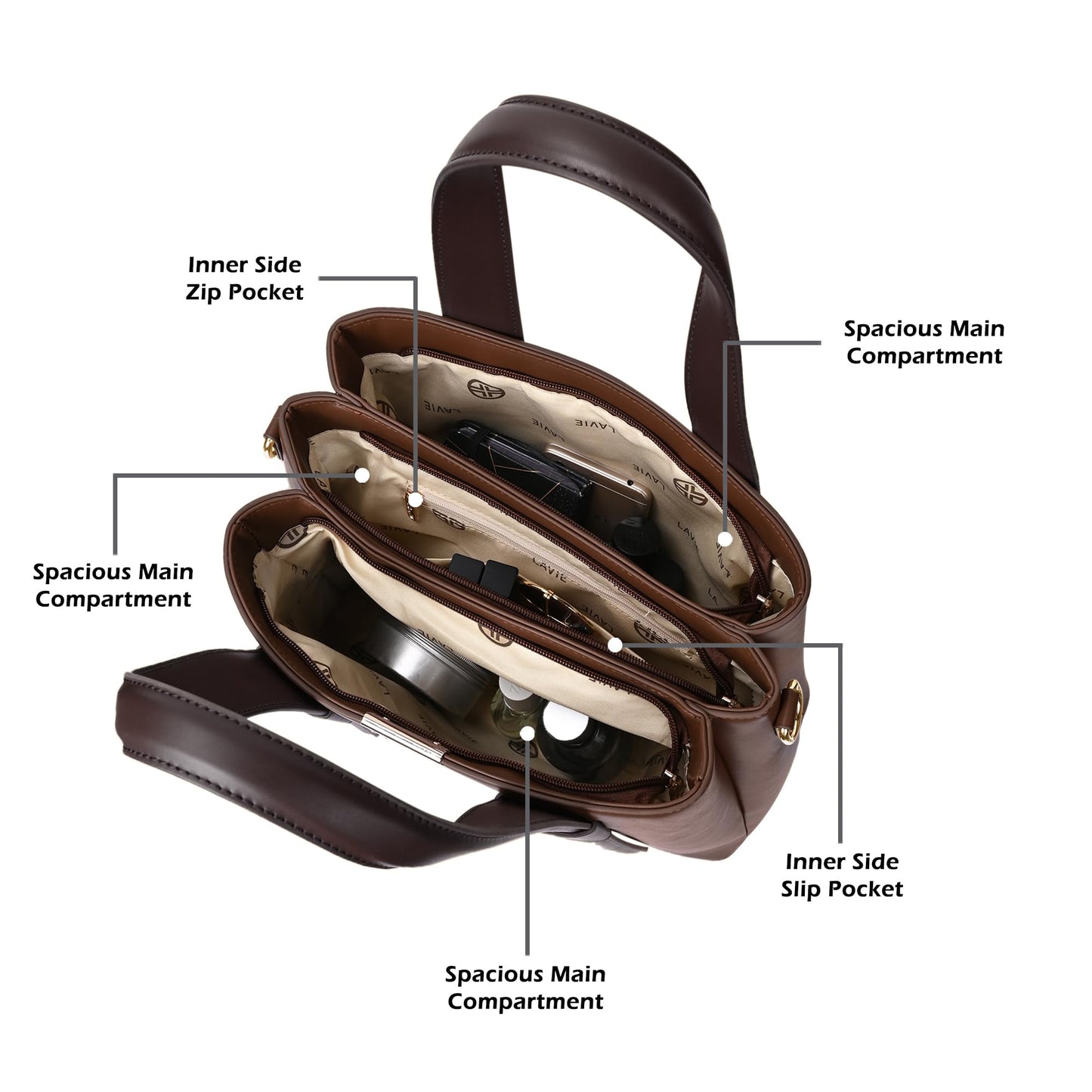 Lavie Signature Women's Nashville 3C Satchel Handbag for Women | Satchel Bag for Work | Ladies purse | Stylish Shoulder Bag | Gift For Women