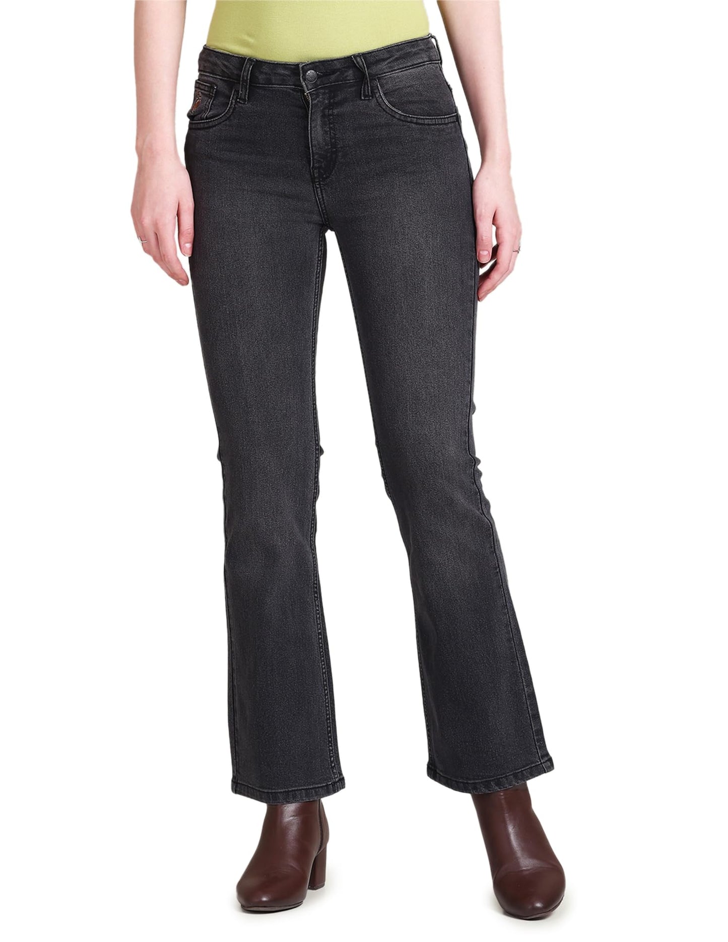 U.S. POLO ASSN. Women's Mid Rise Bootcut Jeans (UWSS23JN027_Black_32)