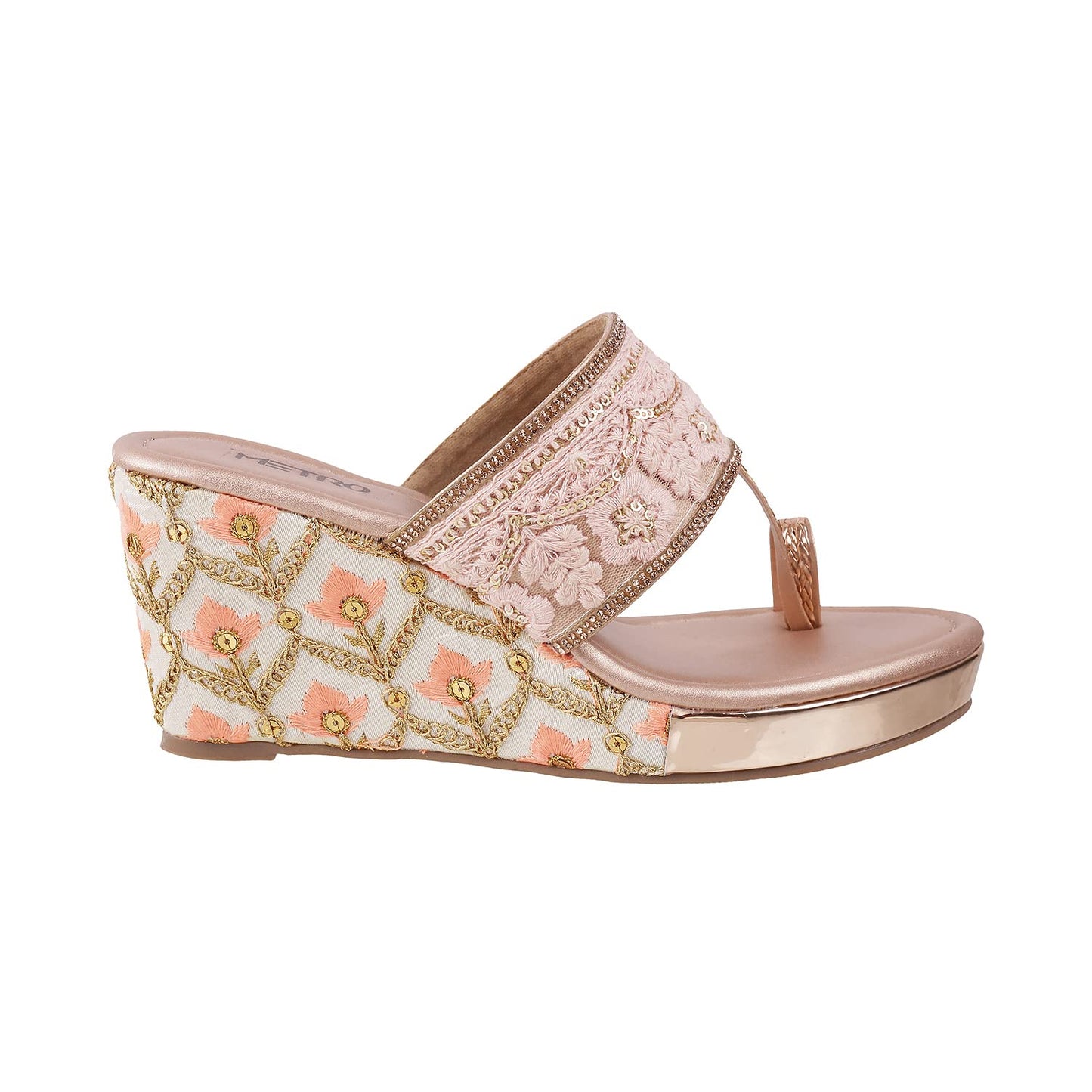 Metro Womens Synthetic Rose Gold Slip Ons (Size (7 UK (40 EU))