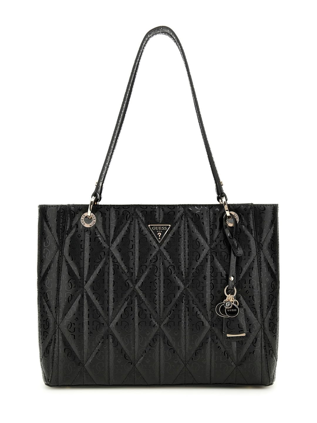 GUESS Black Quilted Aldina Noel Tote Bag