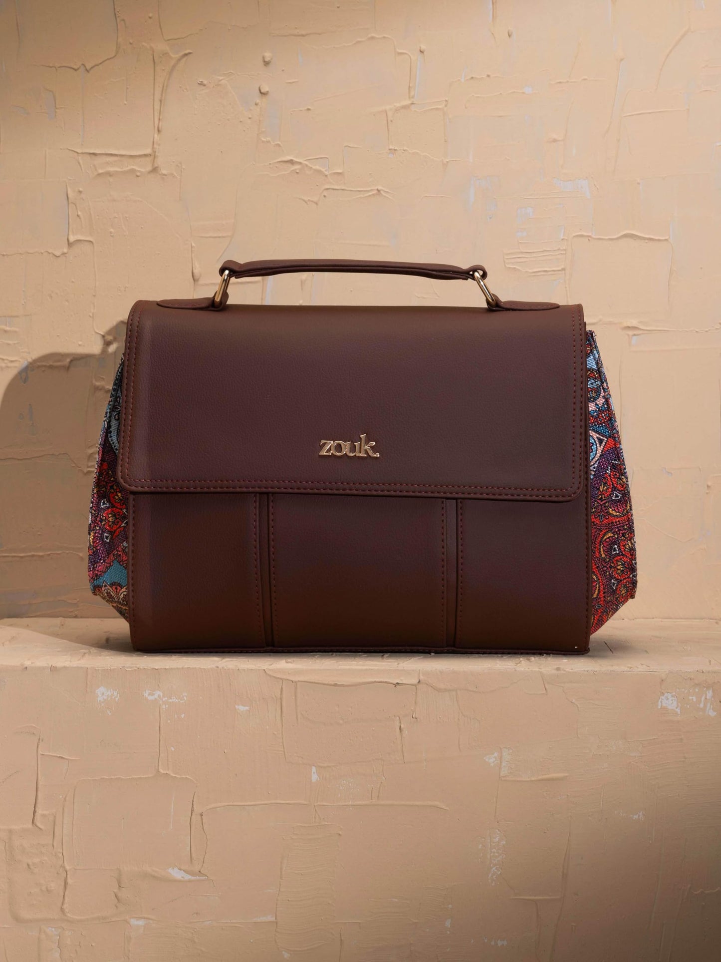 ZOUK Multicolor Mandala Print Rhea Kapoor Satchel Bag | Elegant Vegan Leather Handbag for Women | Mandala