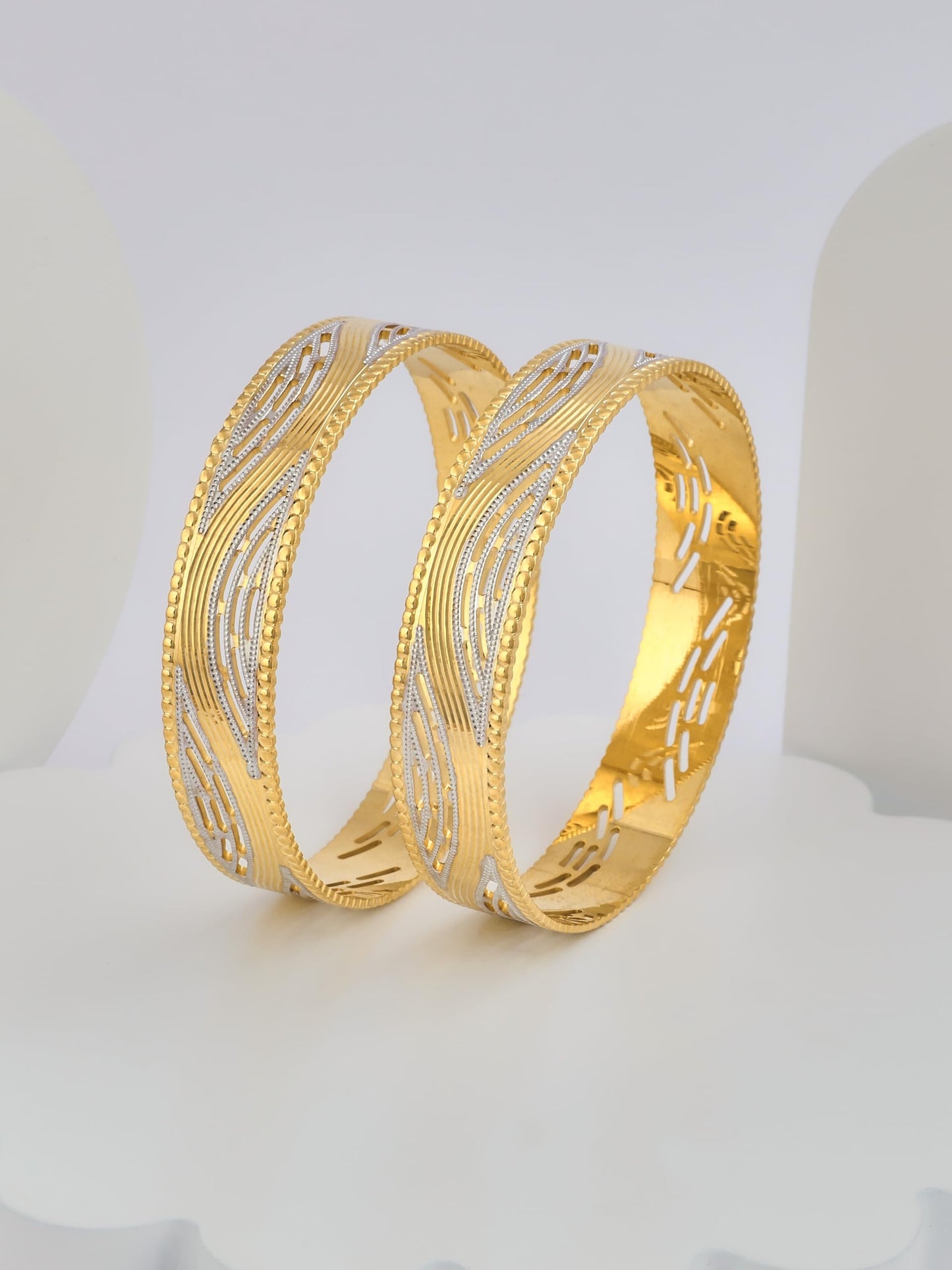 CYGNI BANGLES Elegant Gold-Plated Bangles for Women Traditional Design Jewelry (1 Pair)(F2-B-98)