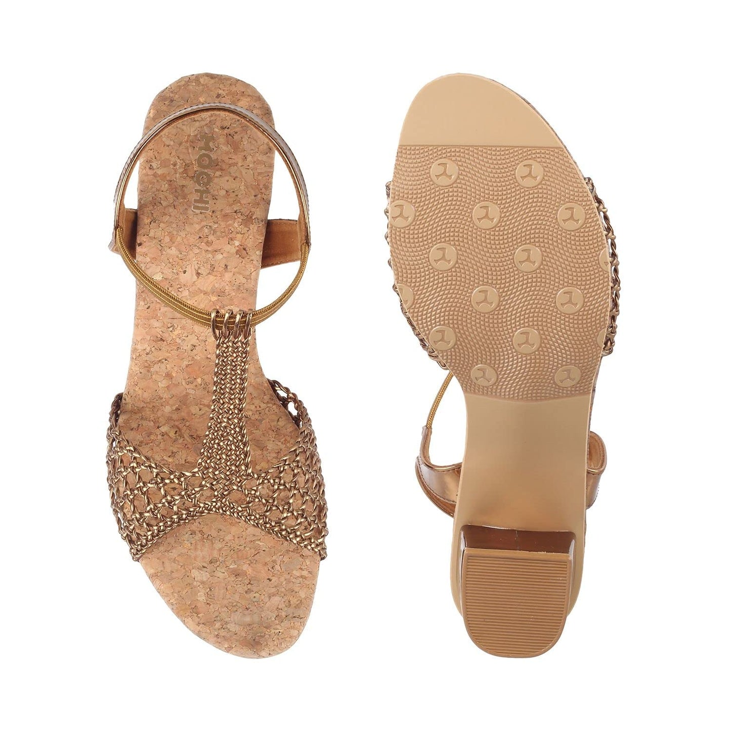 Mochi Women Ant Gold Block Heel Sandal UK/5 EU/38 (40-7)