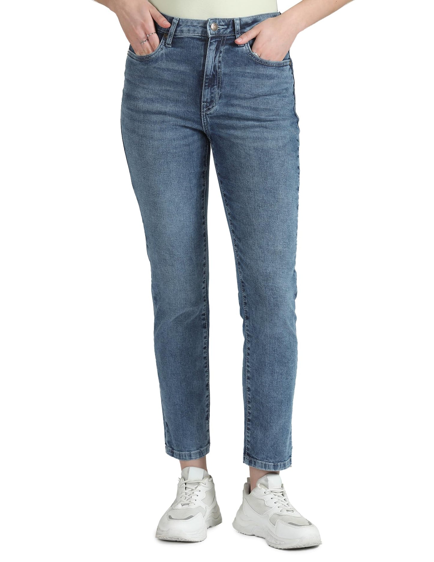 U.S. POLO ASSN. Women's Mid Rise Stone Wash Slim Fit Jeans (Uwaw23Jn056_Blue_32)