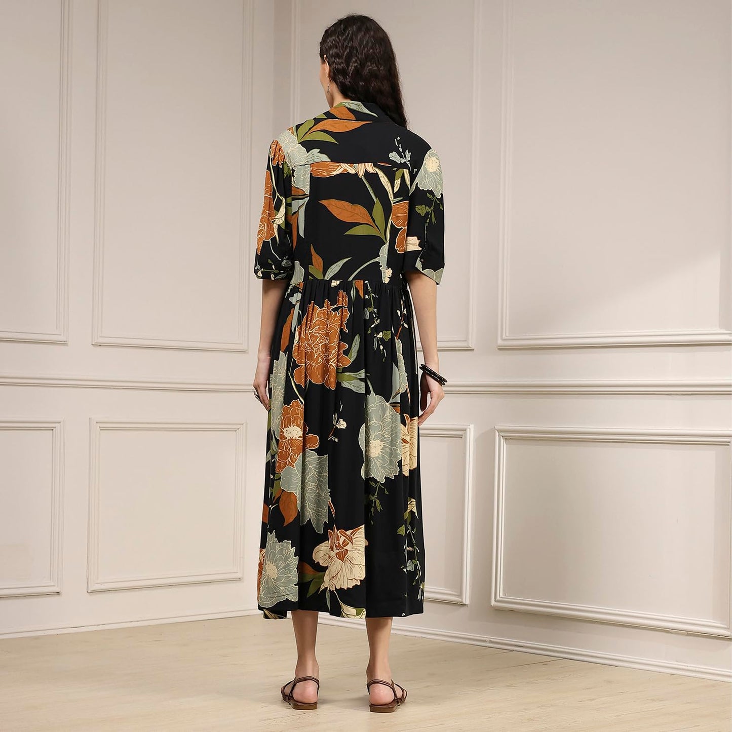 BIBA Women's Rayon Straight Knee-Length Dresses