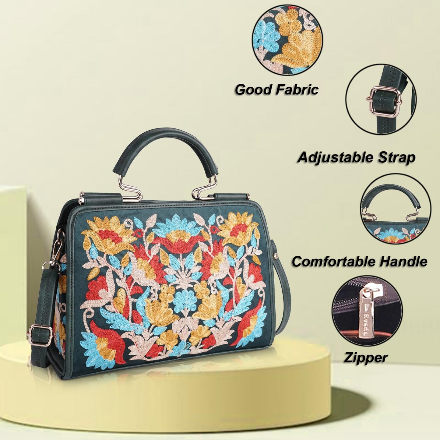 EVEDA Synthetic Leather Stylish Trendy Design Shoulder Crossbody Hobo Women Handbag, Green