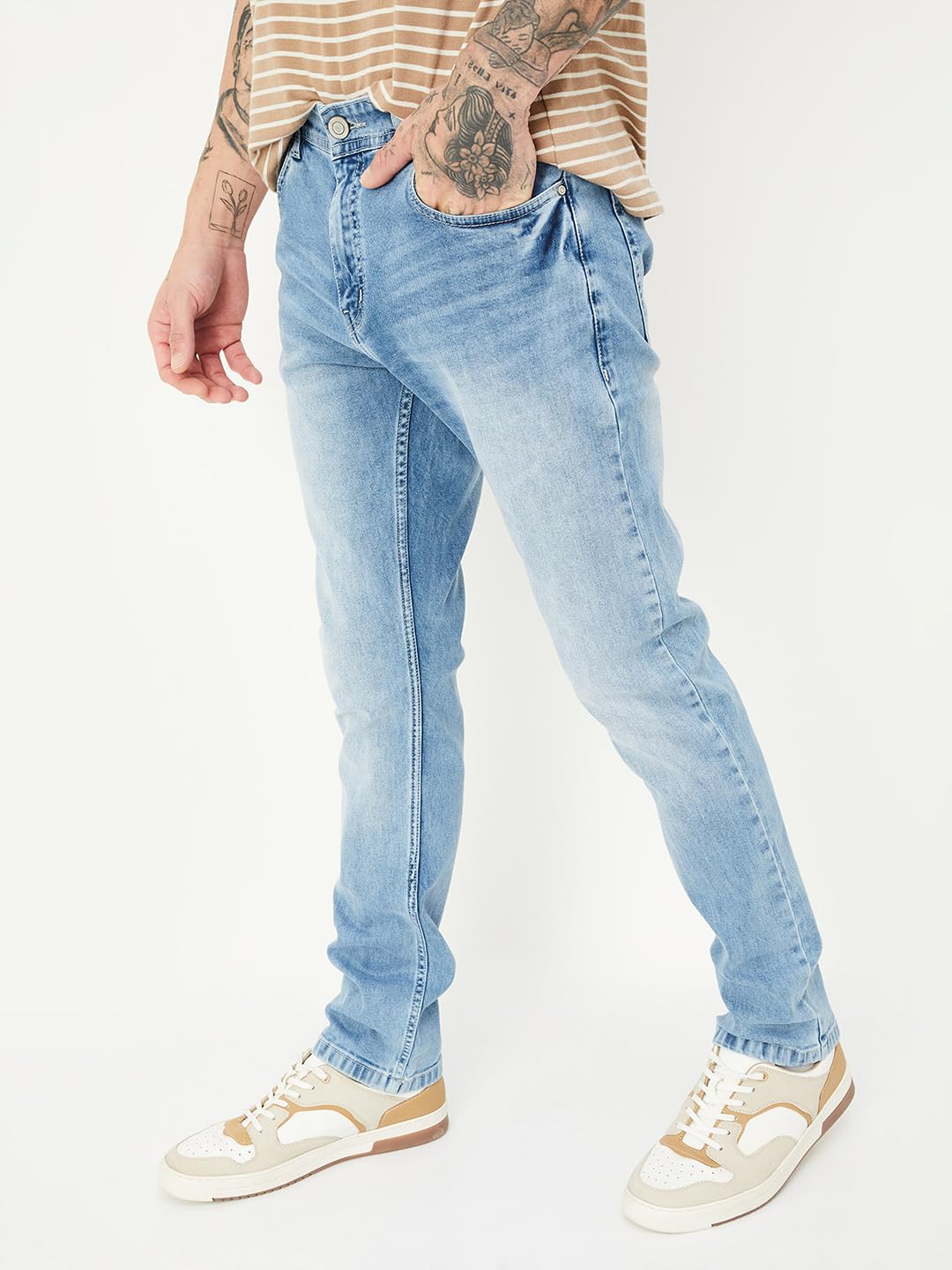 Max URB_N Men Slim Fit Washed Mid Rise Jeans (DMBSLFES2304GVLIGHT Blue)_36