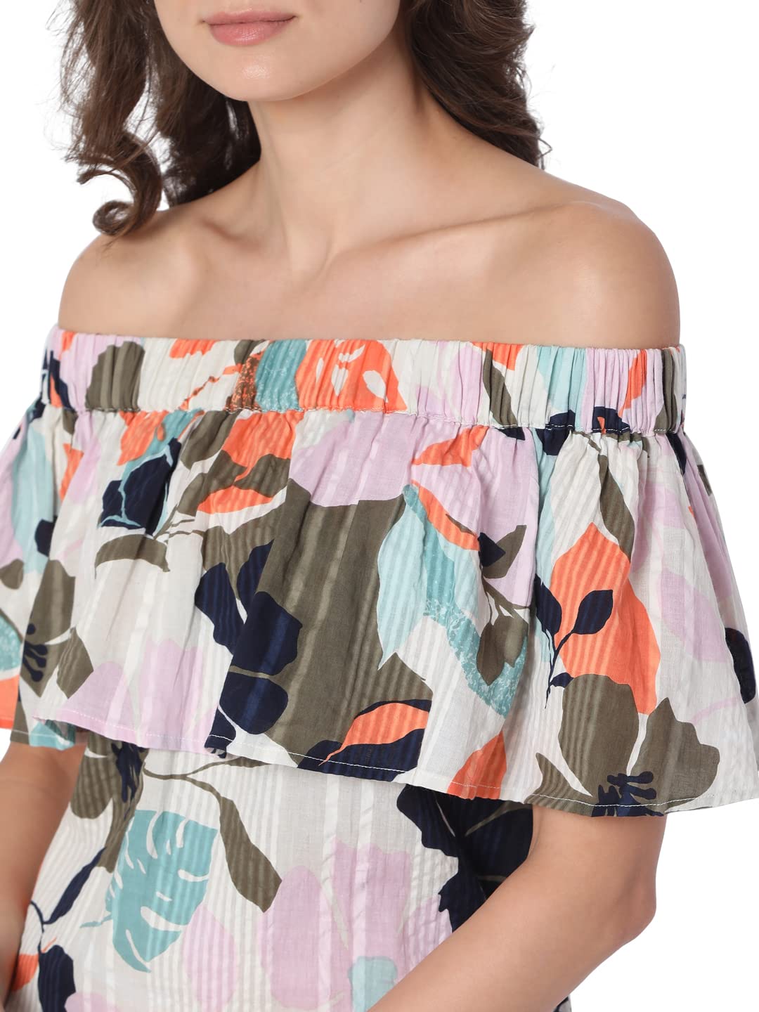 Vero Moda Women's Cotton A-Line Below The Knee Dress (278236901- Birch_S) Beige