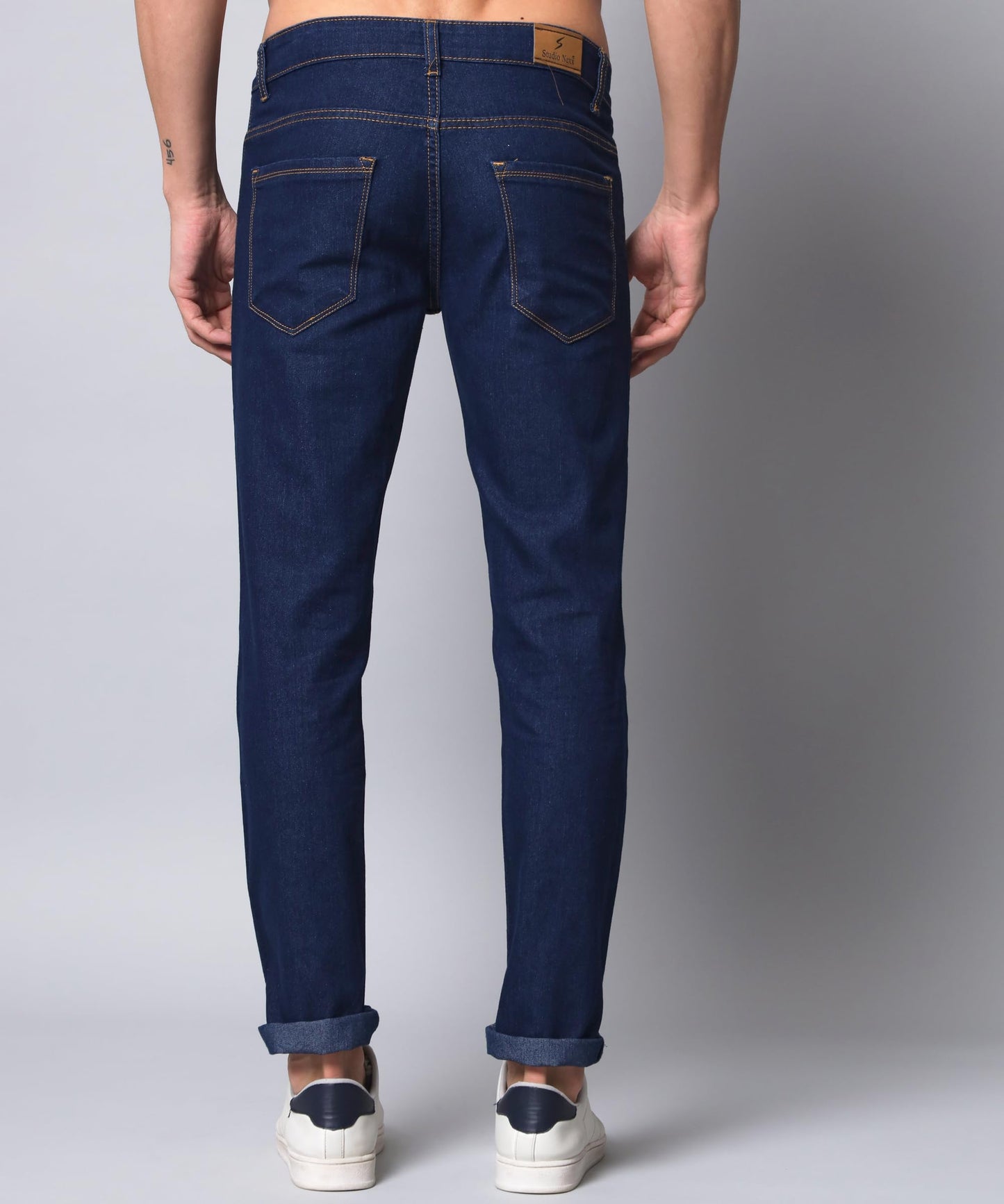 STUDIO NEXX Slim Fit Cotton Lycra Blend Raw Blue Jeans - VISTA1_RAWBLUE_38