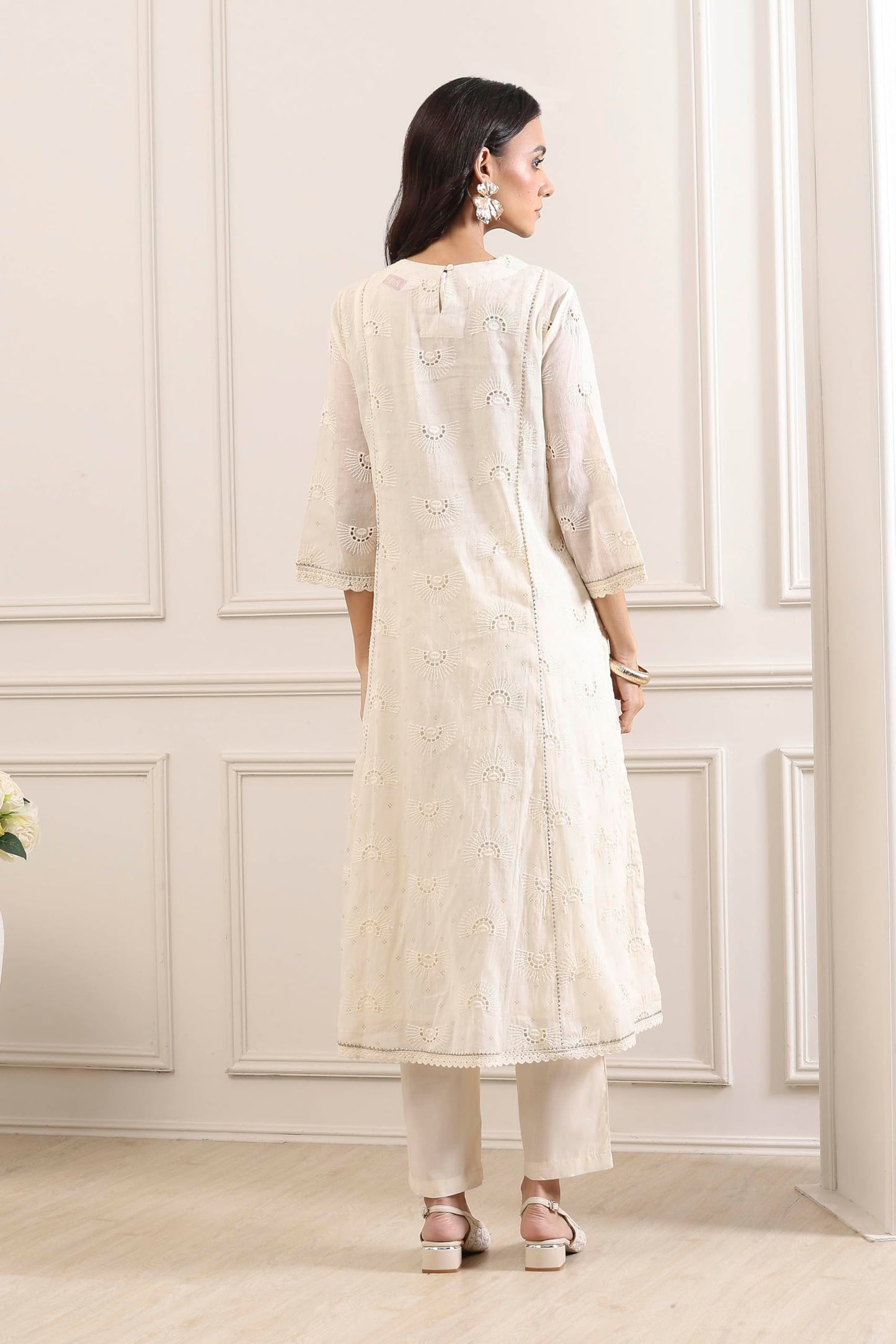 Biba Women Yellow Cotton Gathered Suit Set_32