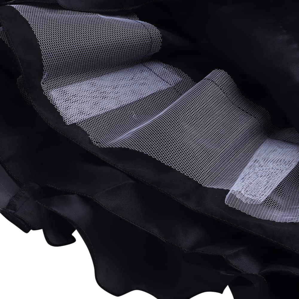 Hopscotch Girls Polyester and Viscose Puff Sleeve Sequin Embellished Party Dress in Black Color For Ages 4-5 Years (SRS-4068982)