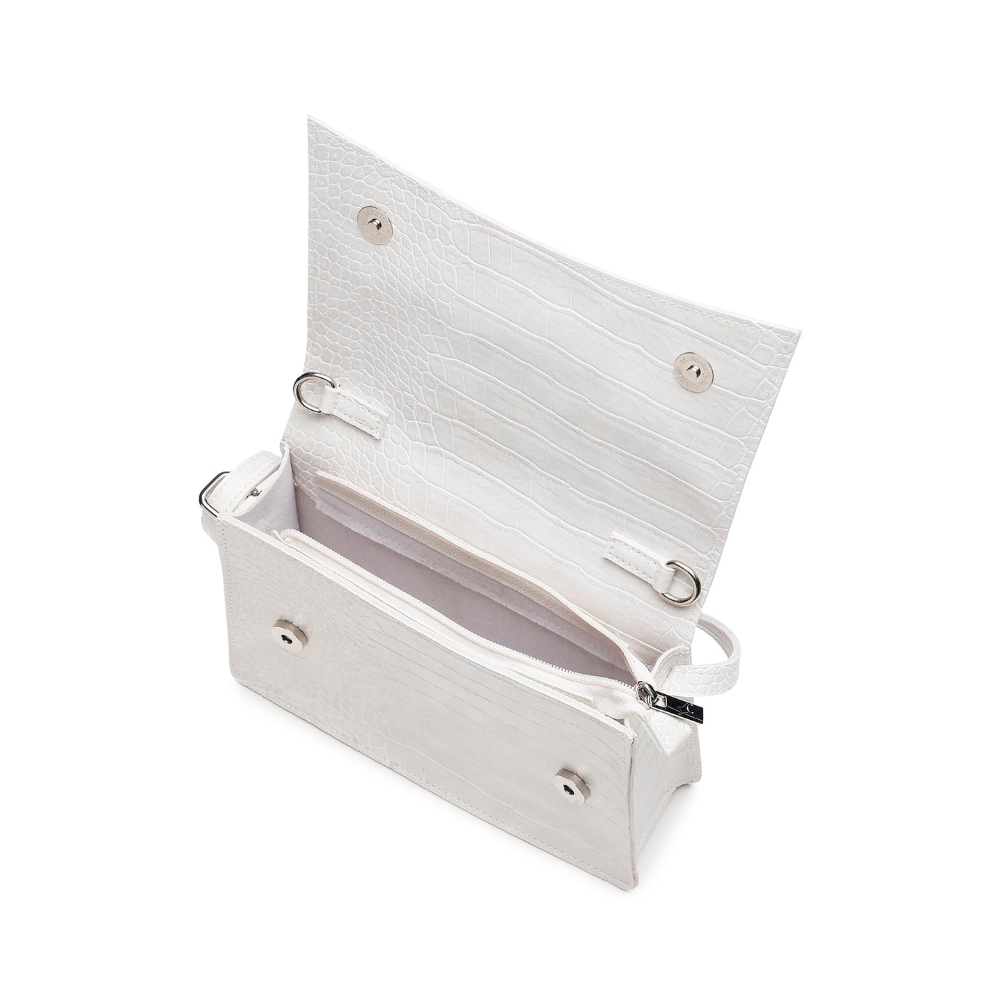 Fastrack Party Sling Bag for Women |Stylish and Structured Handbag for Girls, Ladies, Women | Textured Bag Made of faux Leather (White)