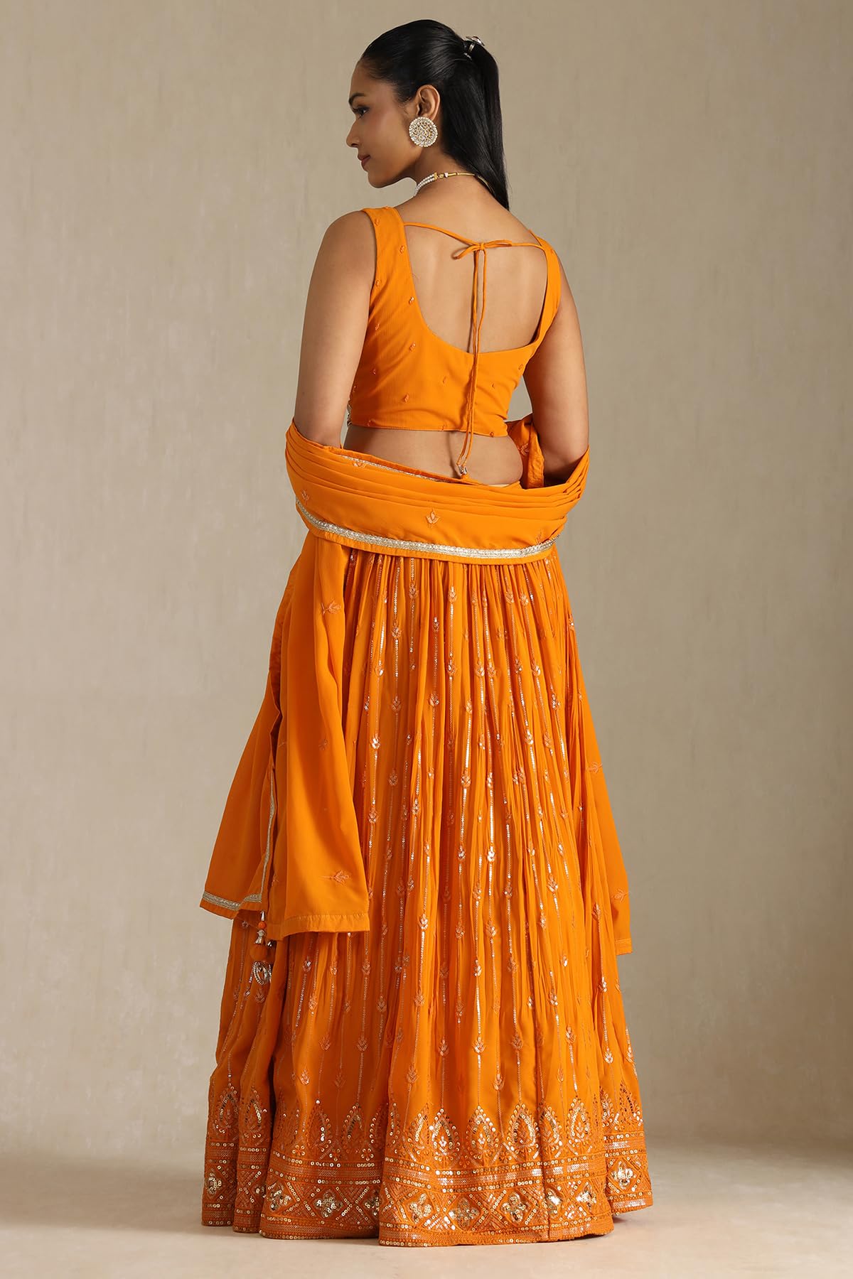 Soch Women's Georgette Lehenga Choli Set (OWS5CD21770_Orange_M)