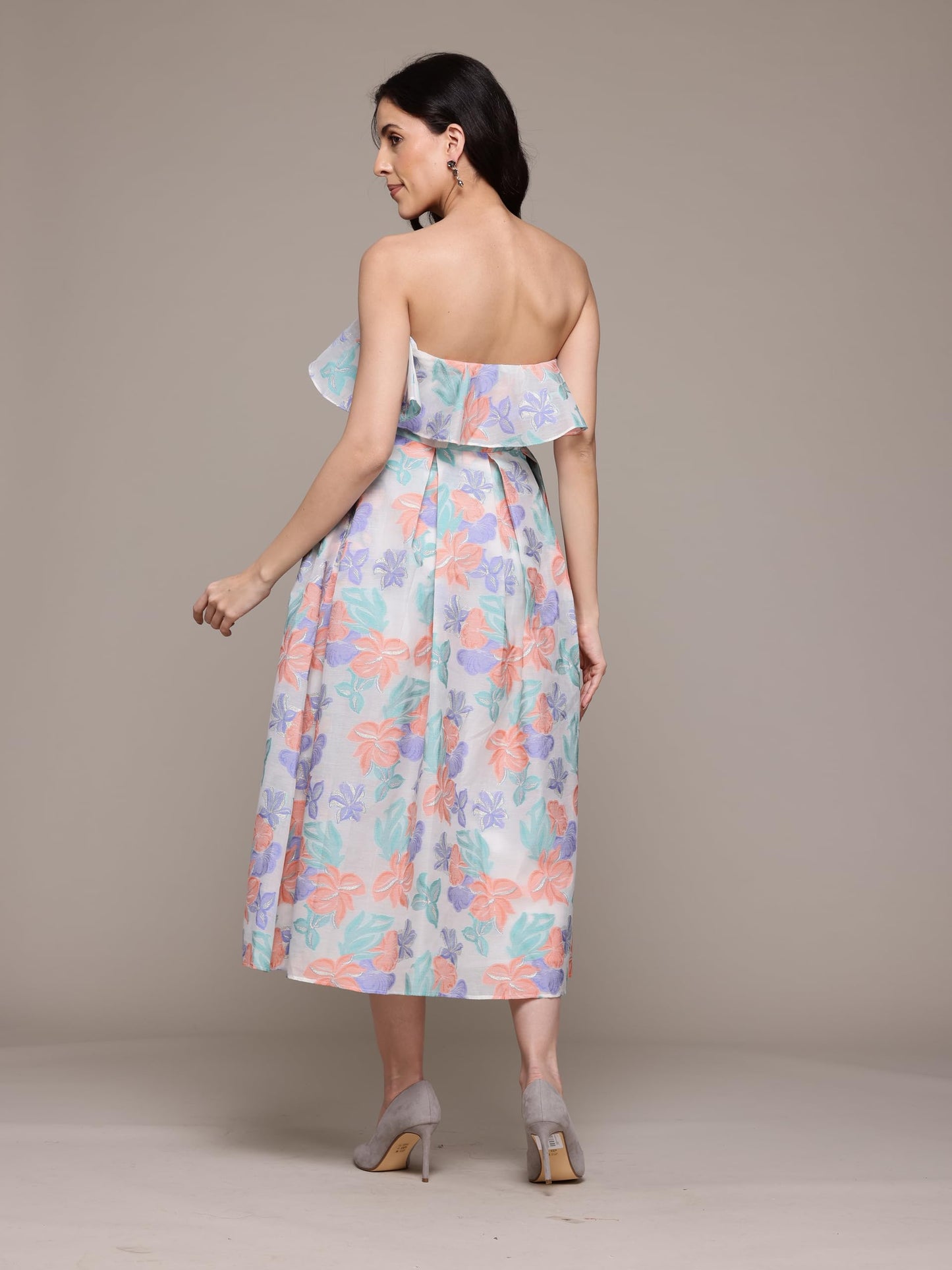 Label RITU KUMAR Multi Eloise Off-Shoulder Long Dress Multicolour