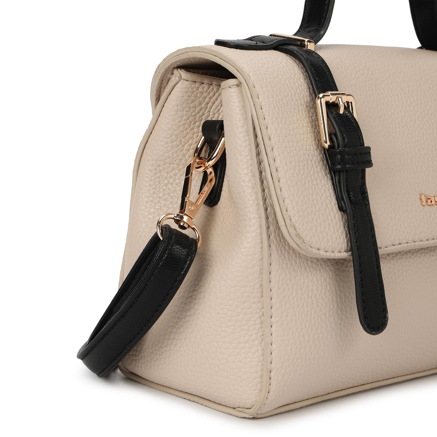 Fastrack Monochrome Muse Satchel | Faux-Leather Women’s Handbag in White & Black | Buckle-Flap Design with Dual Carry Options & Multi-Compartment Interior