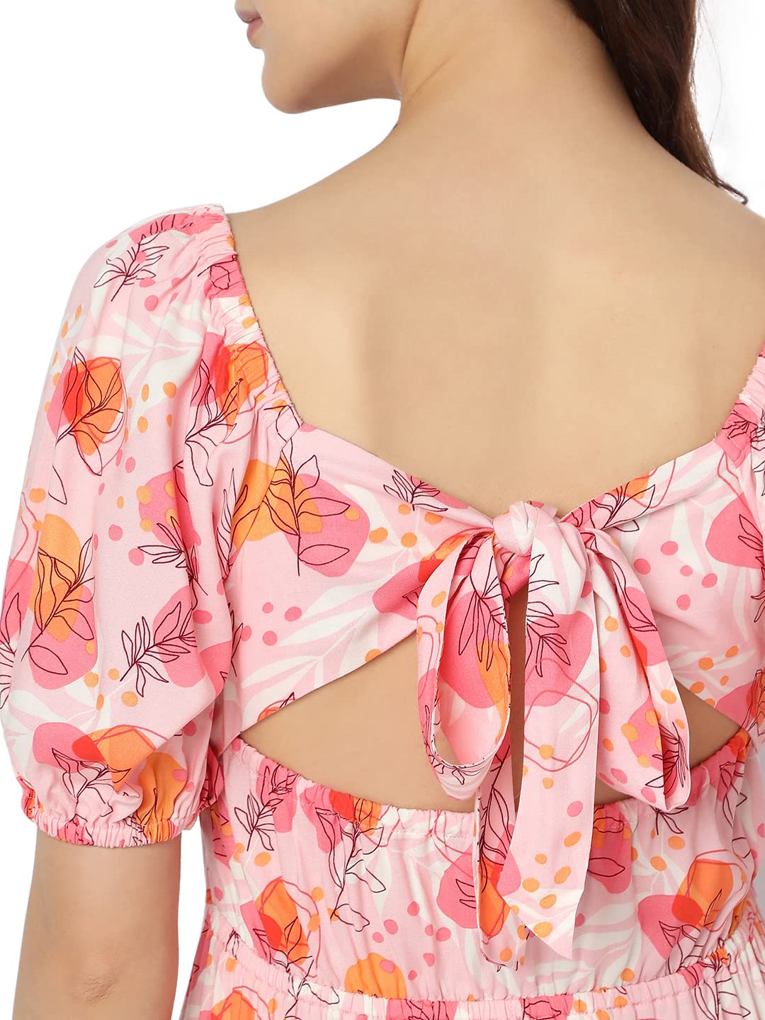 Vero Moda Women's Viscose A-Line Ankle Length Dress (292064601-Powder Pink_Powder XL)