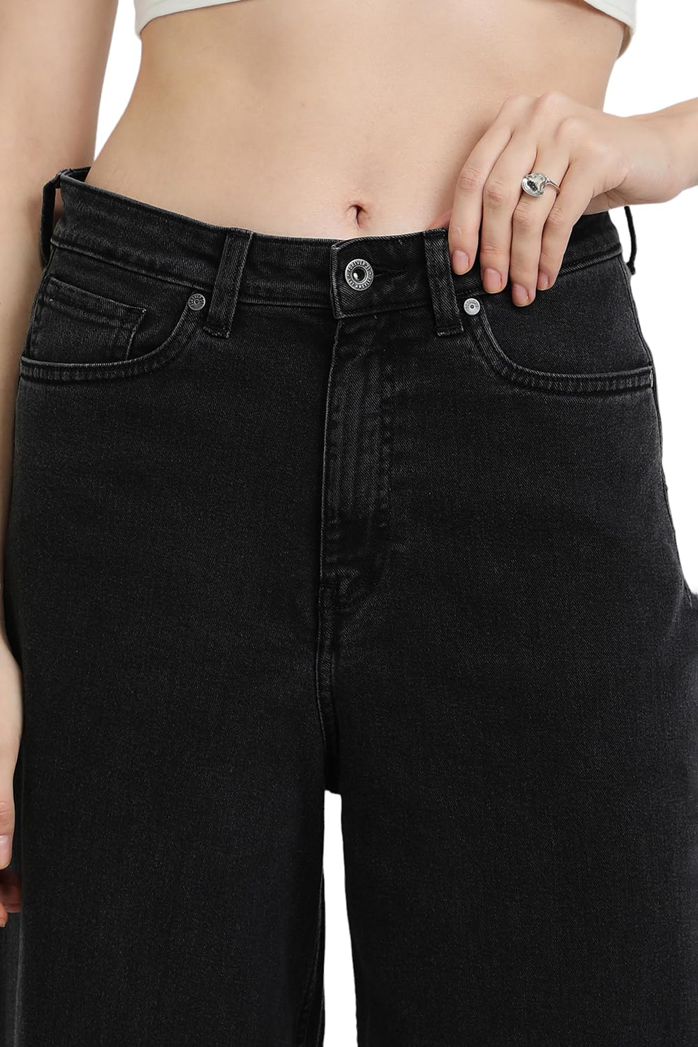 FOREVER 21 Women's Regular Jeans (FWS24JDNE0043_Grey