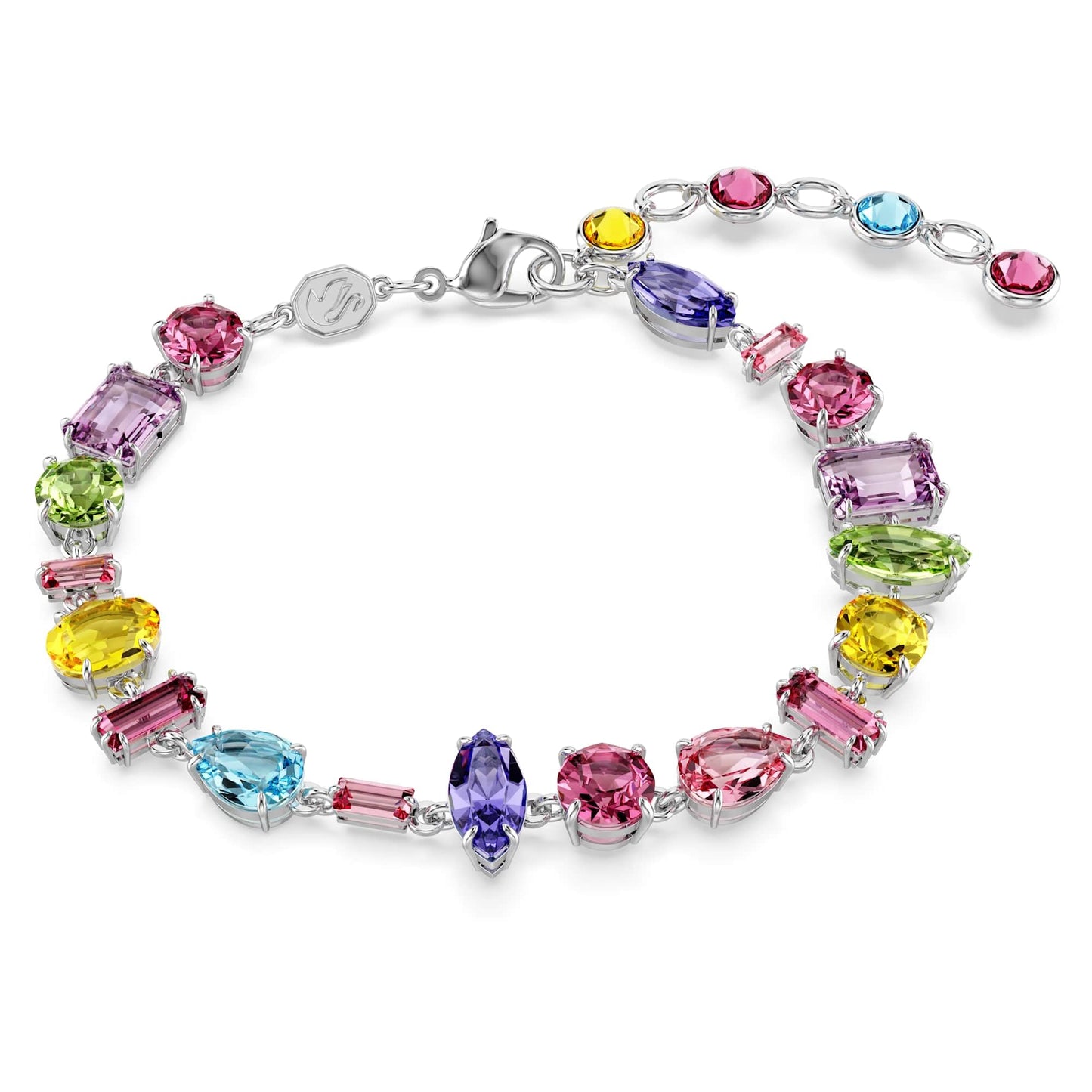 Swarovski Gema bracelet, Mixed cuts, Multicolored, Rhodium plated