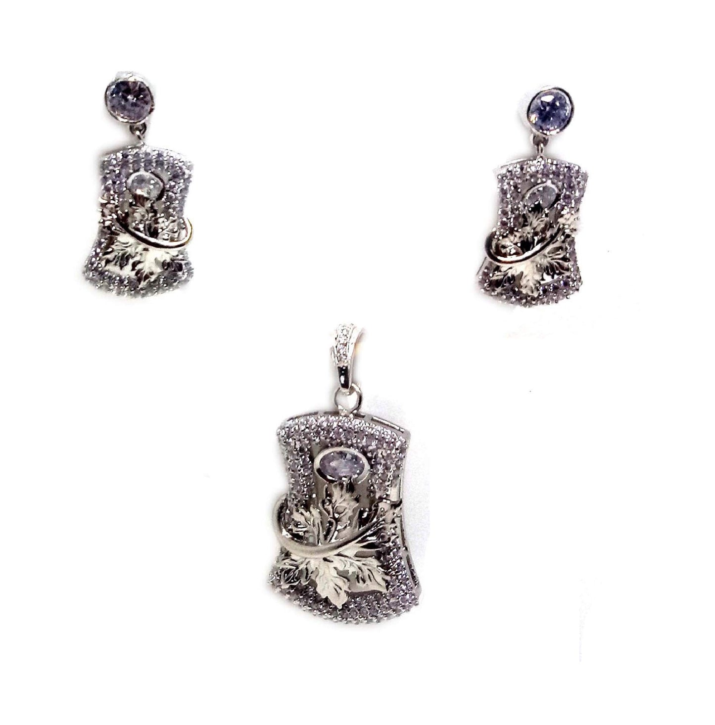 Pure Silver sterling Beatifull Earring & Pendant Set - Special Kashmeer Chinaar 325 Jewellery