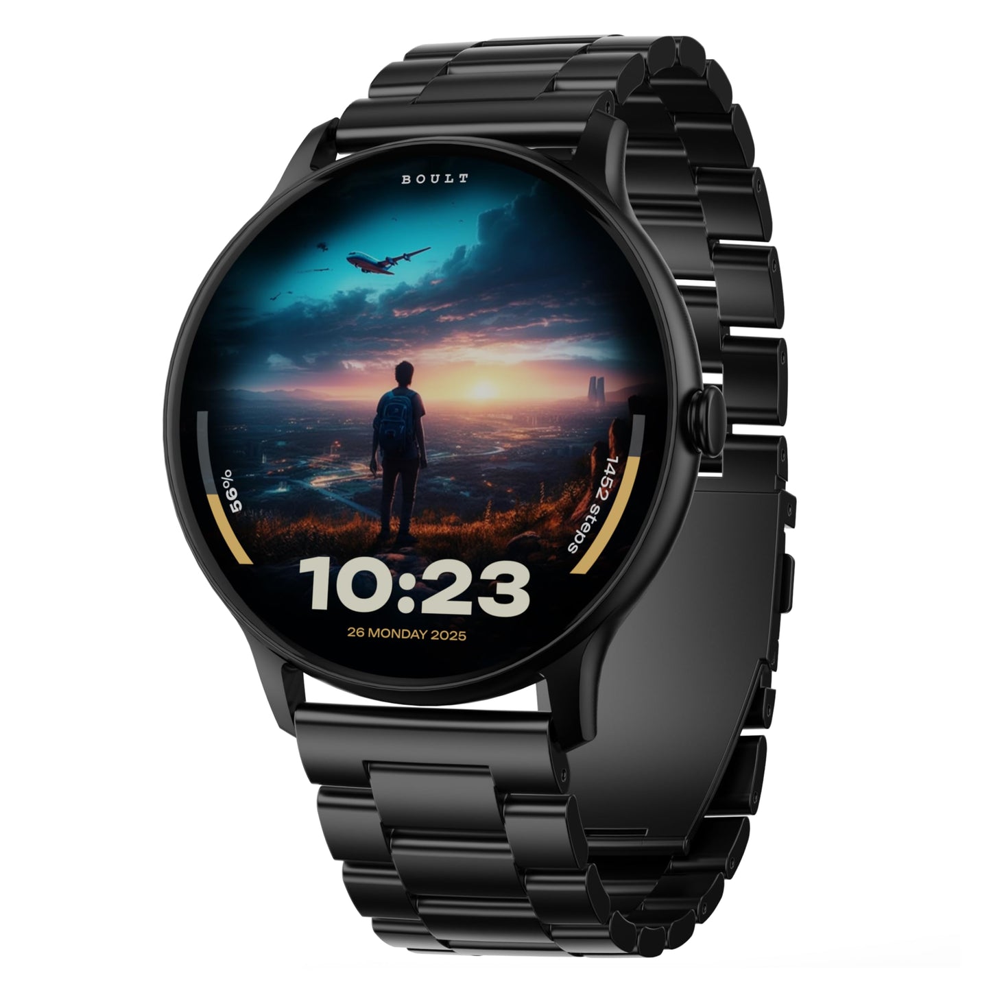 Boult Newly Launched Dire Smartwatch 1.38'' 2.5D Curved HD Display, BT Calling, 500 Nits Brightness, IP67, 250+ Watchfaces, 120+ Sports Modes, AI Voice Assistant, SpO2 Monitoring (Metal Black)