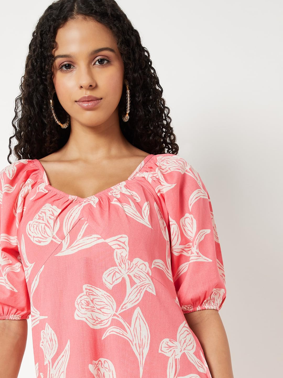 Max Women's Cotton A-Line Below The Knee Dress (NP59004_Pink