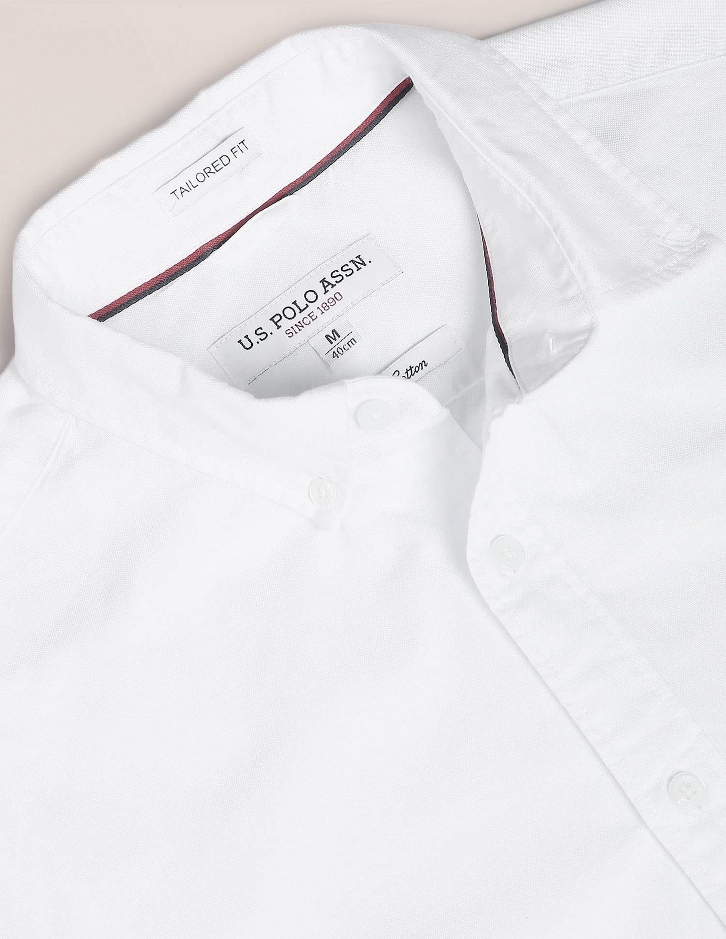 U.S. POLO ASSN. Mens Solid Fs Slim Fit Shirts (Usshtfx0104_White_M)