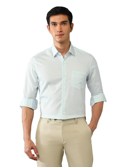 Arrow Slim Fit Twill Printed Shirt_ARAJSH0747_40 Light Green