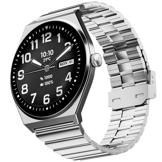 Fire-Boltt Phoenix Nova Smartwatch 1.43” Slim Super AMOLED Display, 466x466 Pixel Always-On Display, Bluetooth Calling, Health Tracker for Men & Women Titan Silver