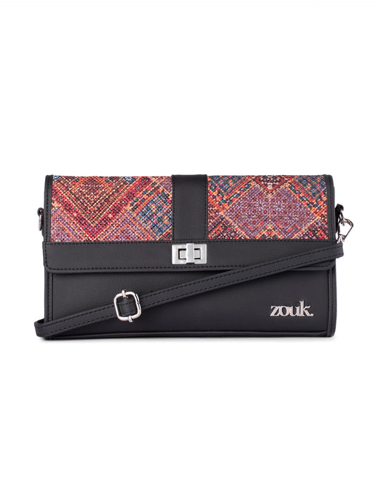 ZOUK Tarini Clutch - Bhuj Rabari | Chic & Elegant Vegan Leather Clutch for Women | Abstract