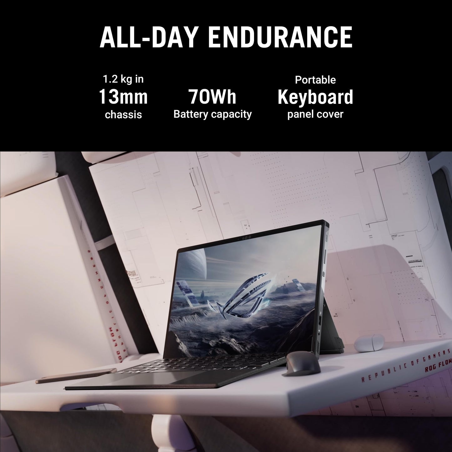 ASUS ROG Flow Z13 (2025), AMD Ryzen AI MAX+ 395,AMD Radeon iGPU, 64GB/1TB, 2.5K QHD,Touchscreen, 13.4", 34 cm,Windows 11, M365 Basic(1yr)* Office24, Off Black, 1.59 Kg, GZ302EA-RU193WS, Gaming Laptop