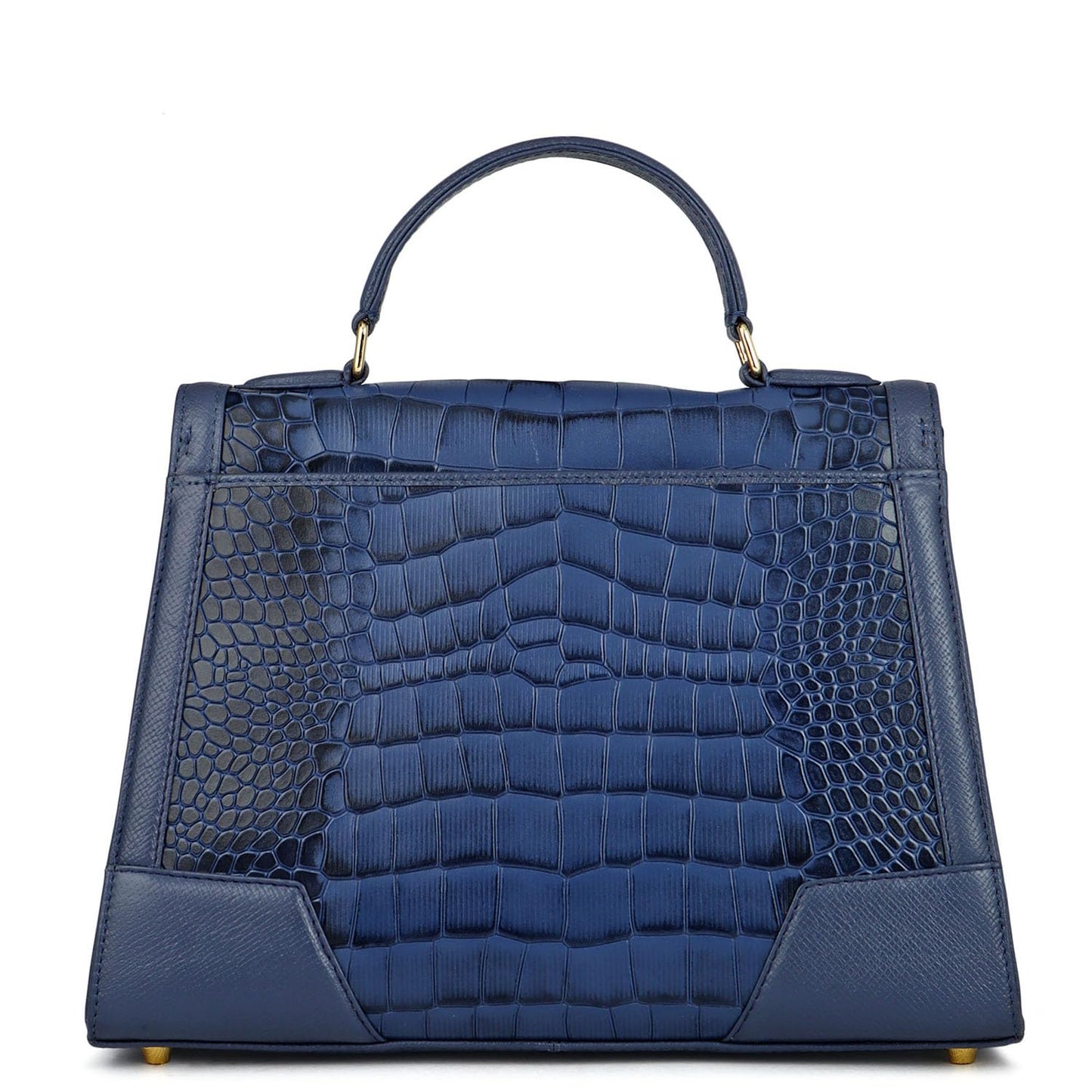 Da Milano Leather Satchel Bag for Women - Blue