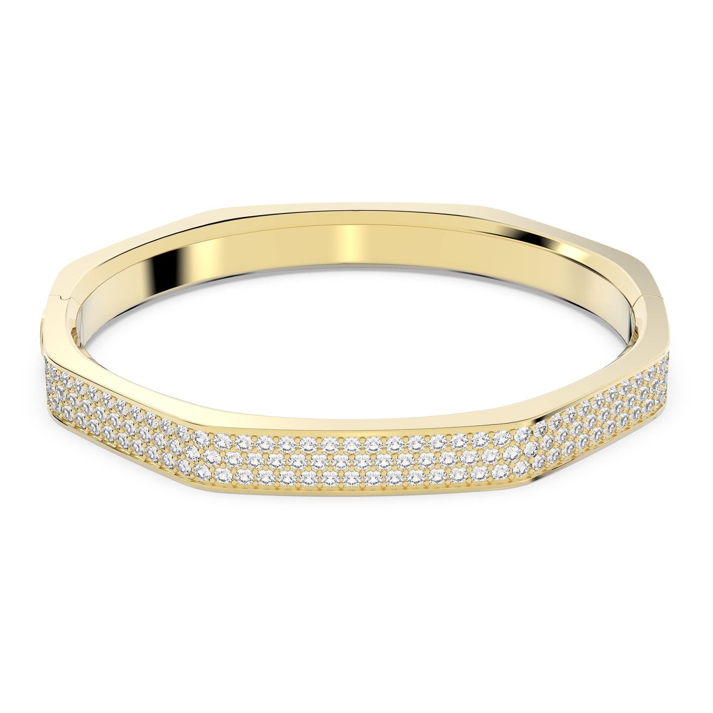 Swarovski Dextera bangle, Octagon shape, White, Gold-tone plated
