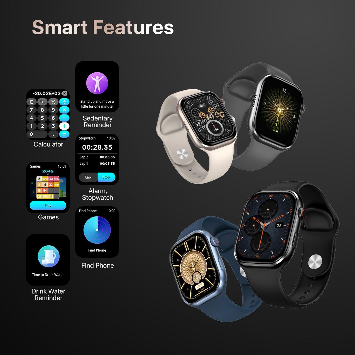 Fire-Boltt Brillia Smart Watch 2.02” Super AMOLED Display, Bluetooth Calling, SpO2, Heart Rate Monitor, 120+ Sports Modes, Fitness Tracker, Voice Assistant, Smart Watch for Man & Women– Black