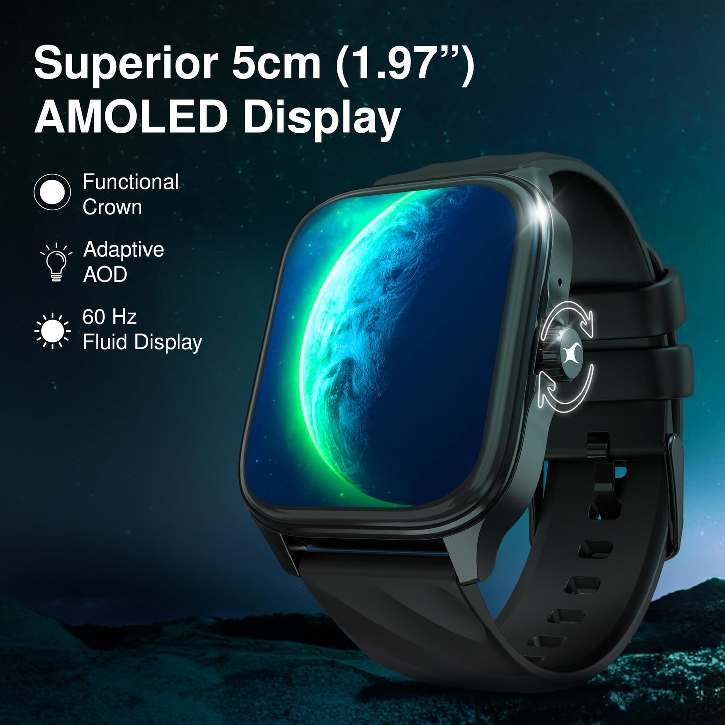 Fastrack Astor FS1 Pro Smart Watch, 1.97" AMOLED Display, Bluetooth Calling, 100+ Sports Modes, SpO2 & Heart Rate Monitoring, Women's Health, IP68, Up to 5 Days Battery, Functional Crown (Teal)