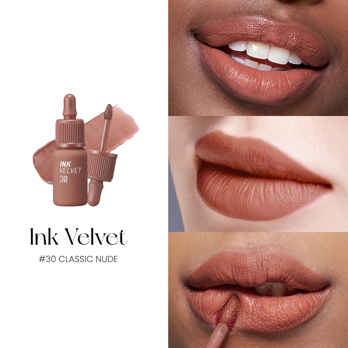 Peripera Ink the Velvet Lip Tint | High Pigment Color, Longwear, Weightless, Not Animal Tested, Gluten-Free, Paraben-Free (030 Classcic Nude)