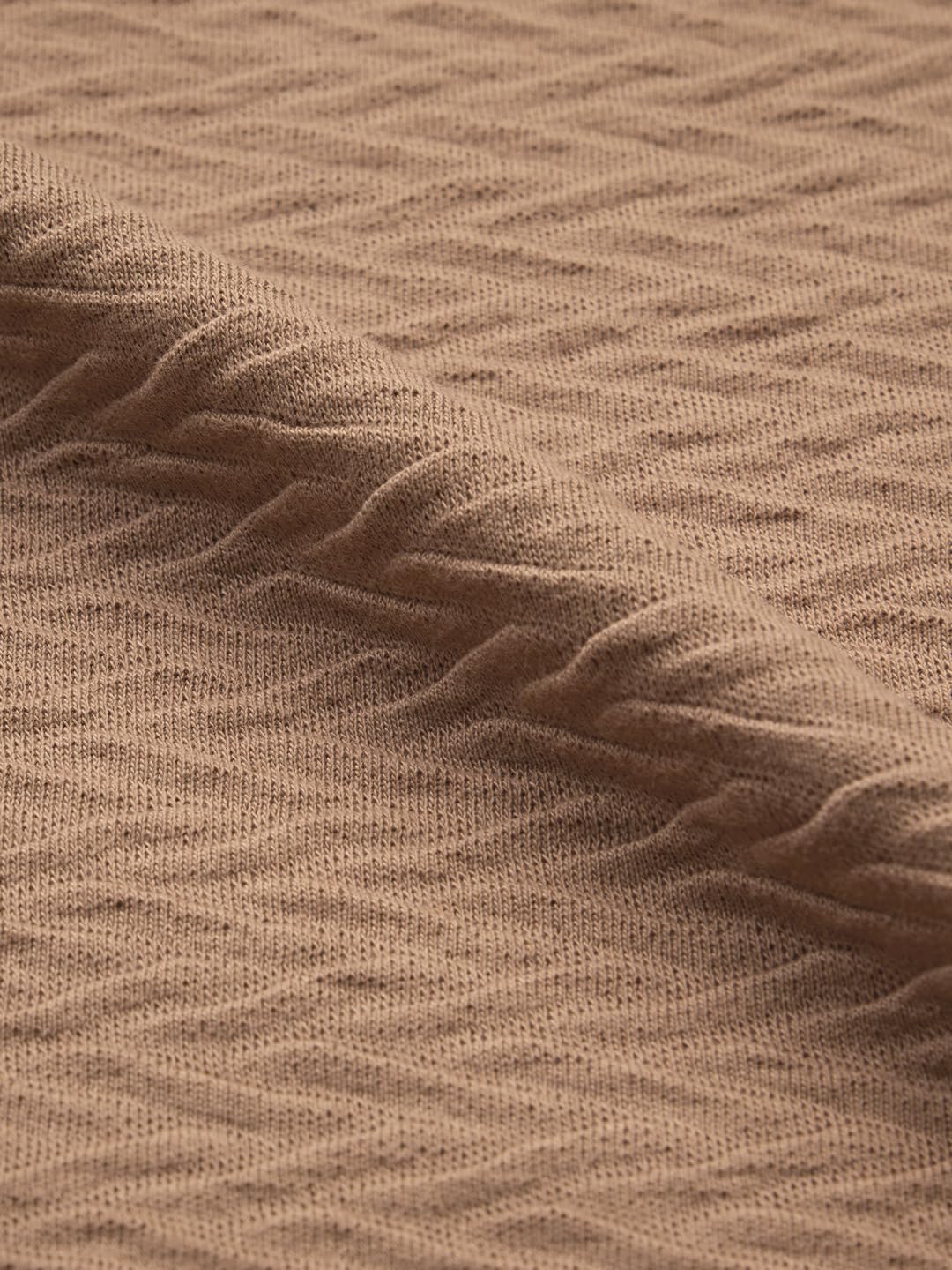 The Souled Store Textured T-Shirt: Sand Men and Boys Short Sleeves Round Neck Solid Cotton Blend Oversized T-Shirts