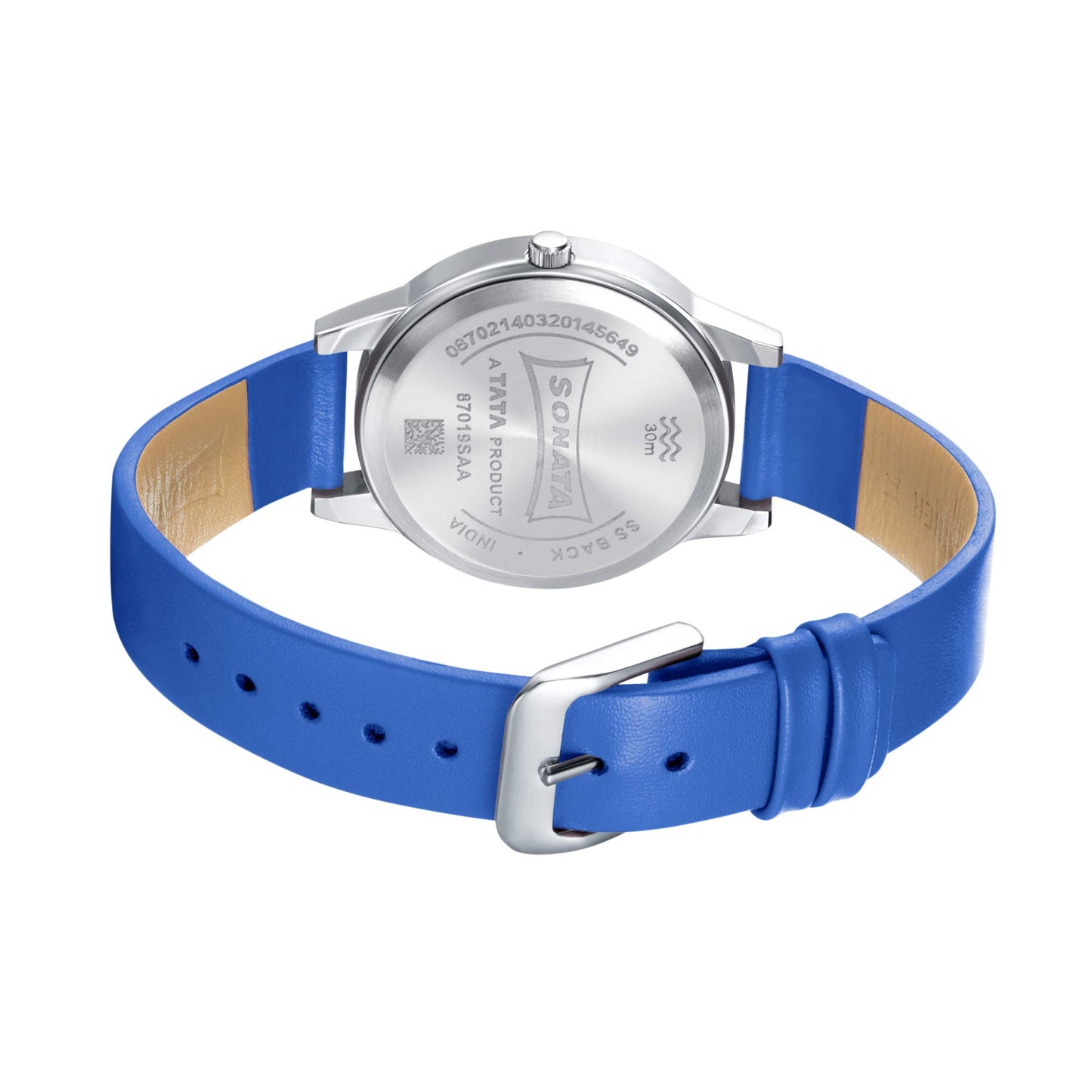 Sonata Splash White Dial Women Analog Watch With Leather Strap-NR87019SL15