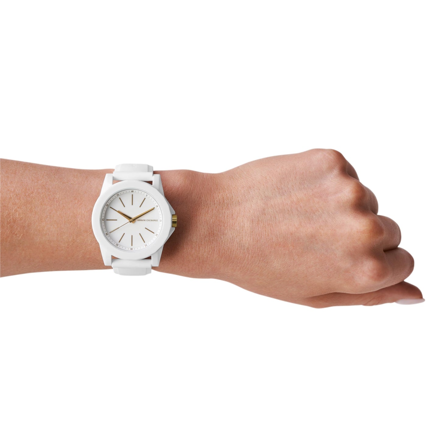 Armani Exchange Silicone Analog White Dial Women's Watch-Ax7126