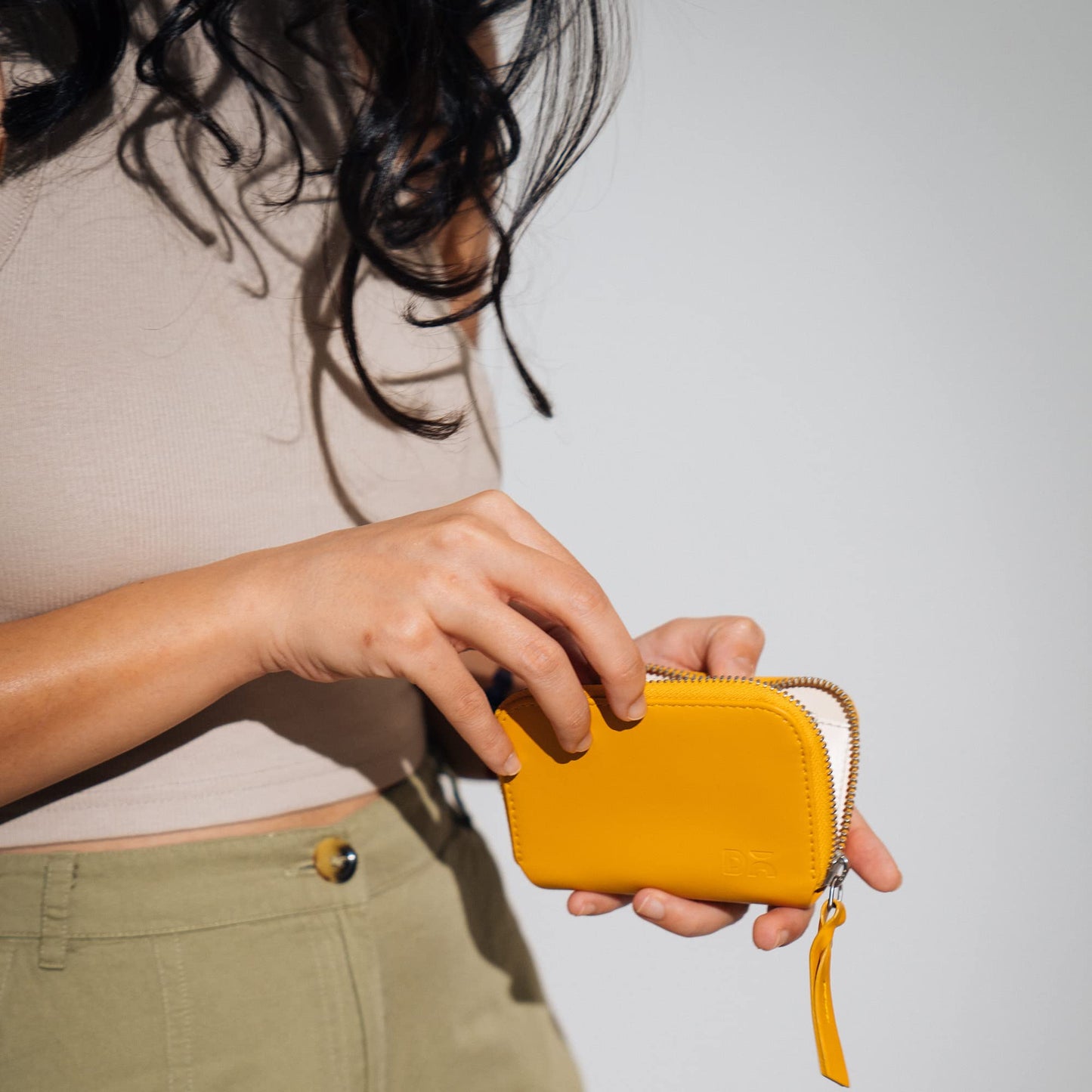 DailyObjects Chrome Yellow Zipper Slim Card & Coin Wallet | Made with Vegan Leather Material | Carefully Handcrafted | Coin Pocket