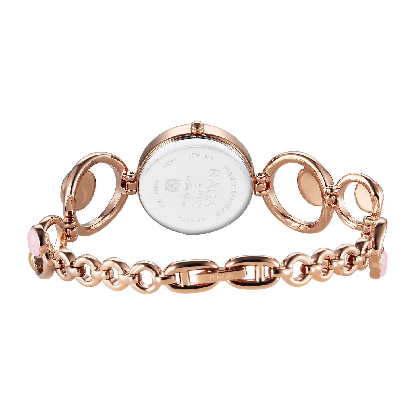 Titan Raga New You Quartz Analog Mother Of Pearl Citrine and Rose Quartz stones Strap for Women-95194WM01F/NT95194WM01F