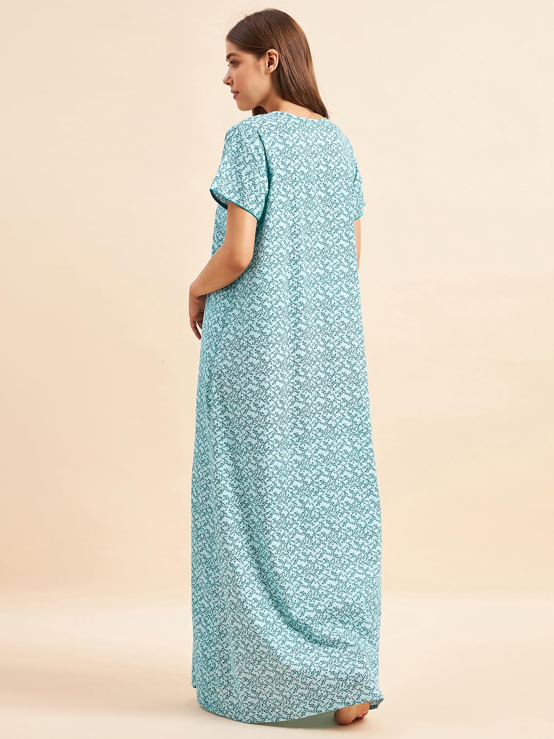 Sweet Dreams Women Printed Night Dress Mint