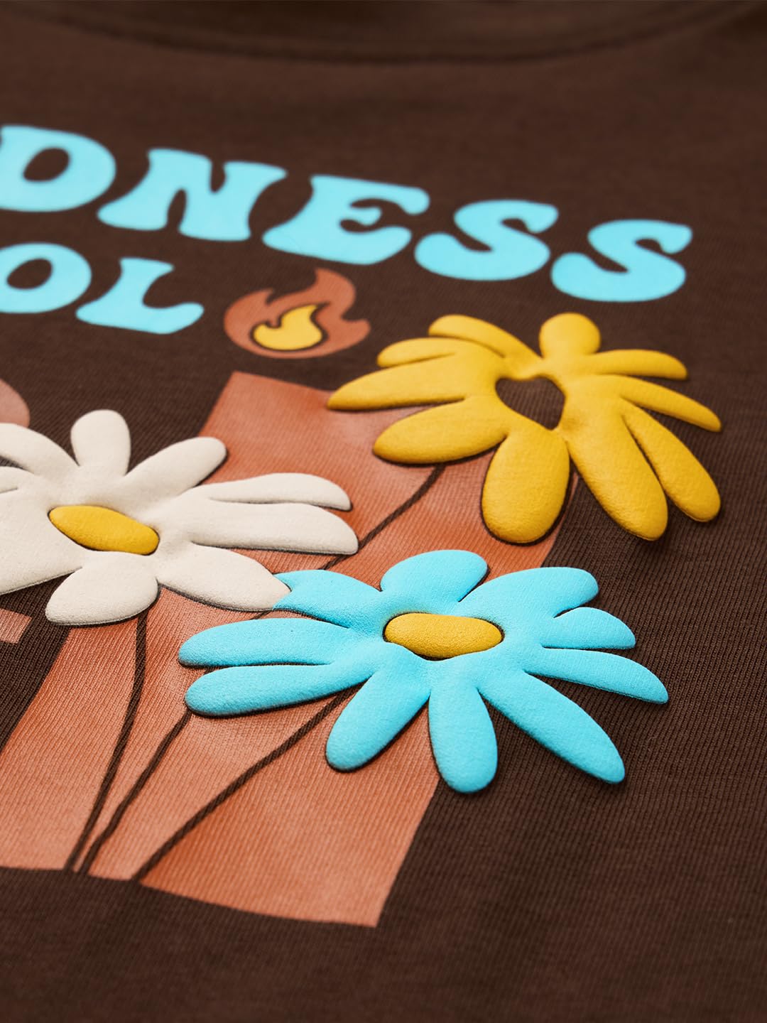 The Souled Store Originals: Kindness is Cool 100% Cotton Women & Girls Short Sleeve Round Crew Neck Brown Graphic Printed Regular Fit T-Shirts