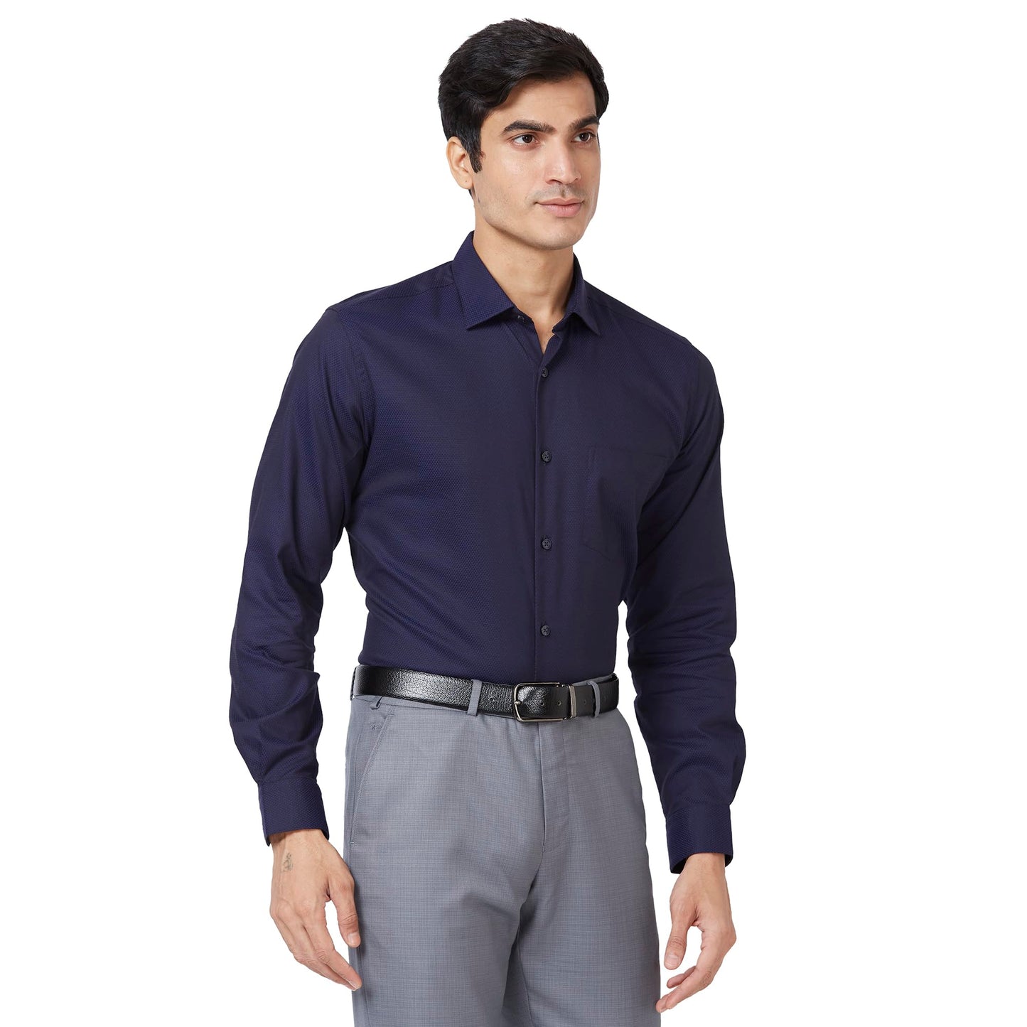 Park Avenue Men's Structure Regular Fit Shirt (Fancy Blue)
