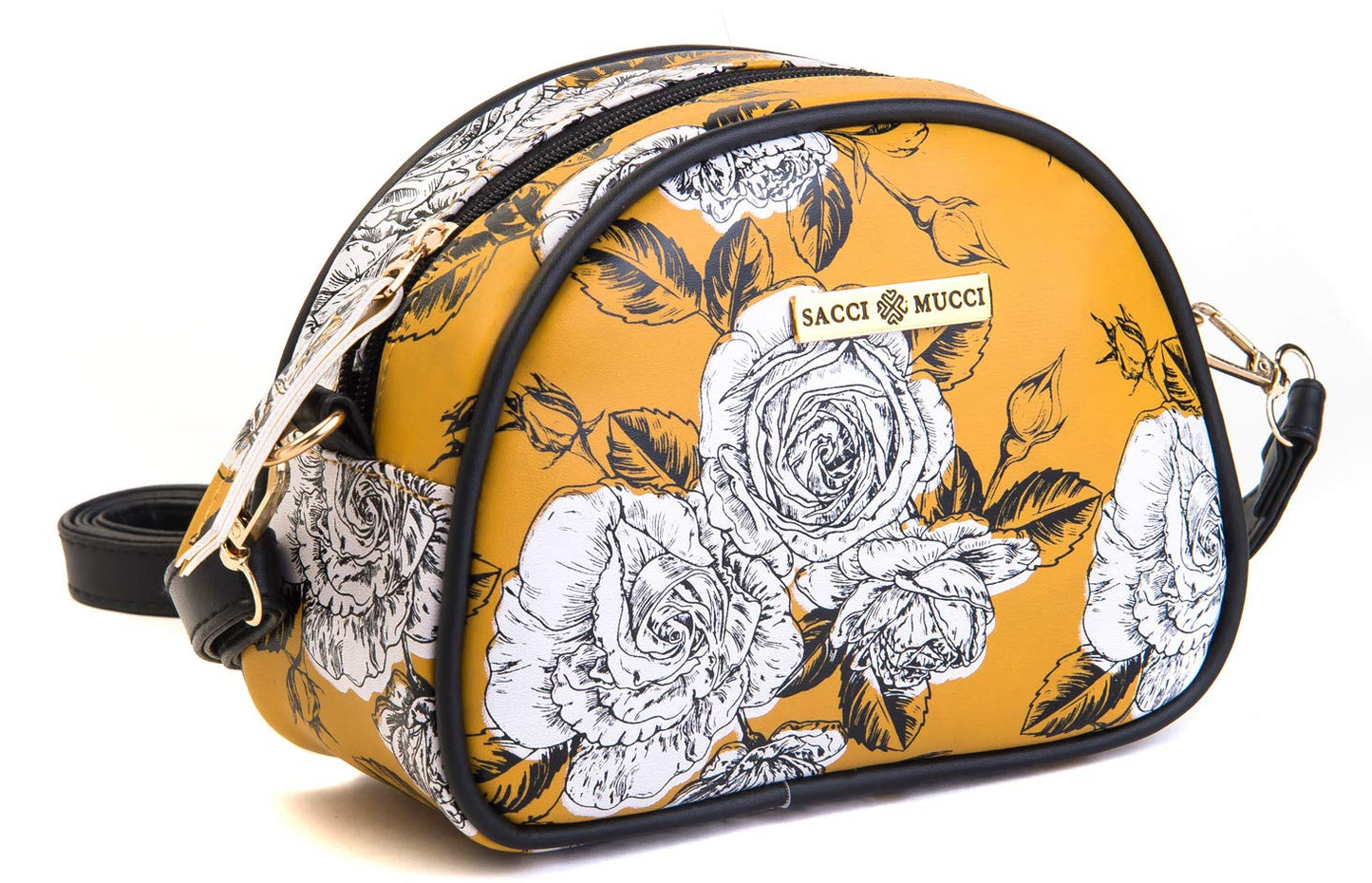 SACCI MUCCI Women's Sling Bag or Women's Cross-body Bags - Rose Flowers and Buds (Mustard)
