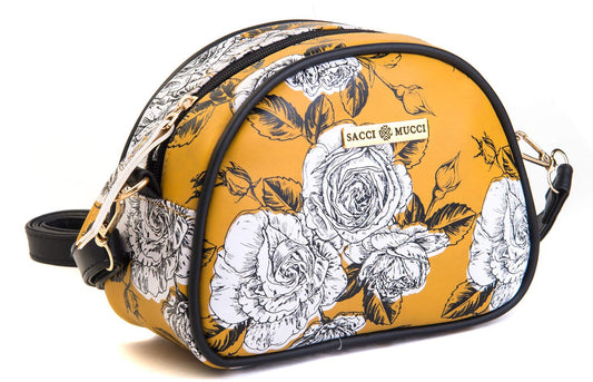 SACCI MUCCI Women's Sling Bag or Women's Cross-body Bags - Rose Flowers and Buds (Mustard)