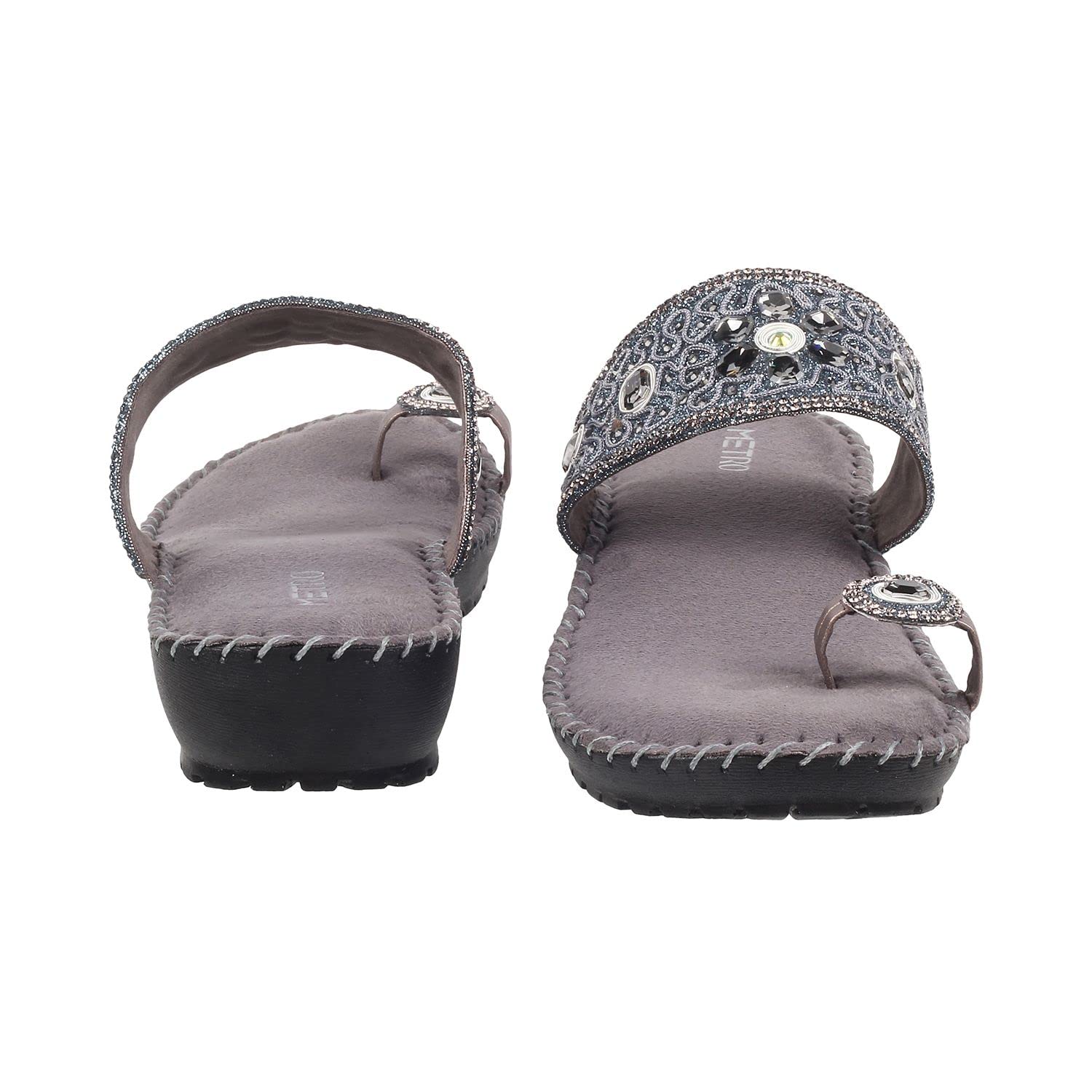 Metro Womens Synthetic Gun Metal Slip Ons - SaumyasStore