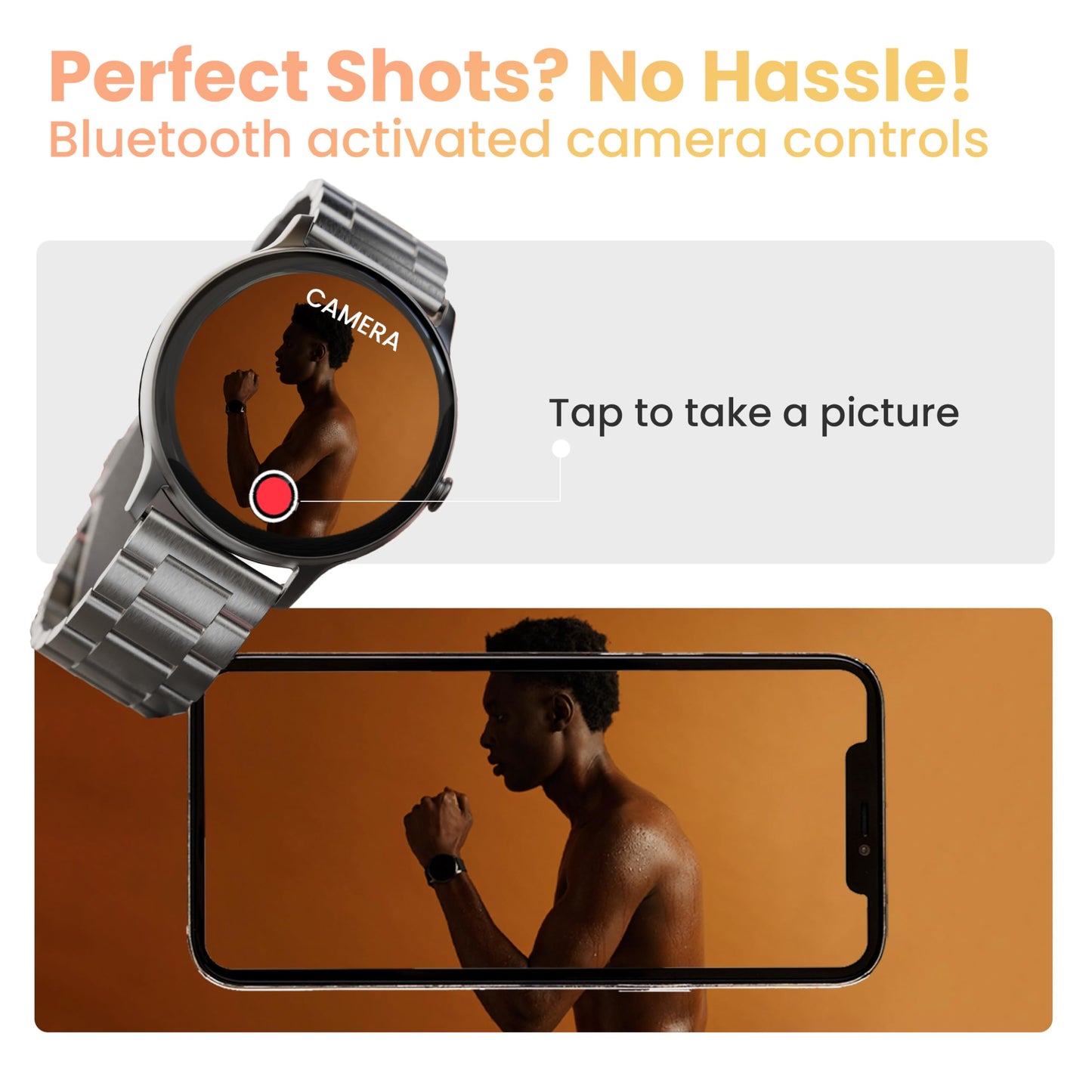 GOBOULT Newly Launched Dire Smartwatch 1.38'' 2.5D Curved HD Display, BT Calling, 500 Nits Brightness, IP67, 250+ Watchfaces, 120+ Sports Modes, AI Voice Assistant, SpO2 Monitoring (Chrome)